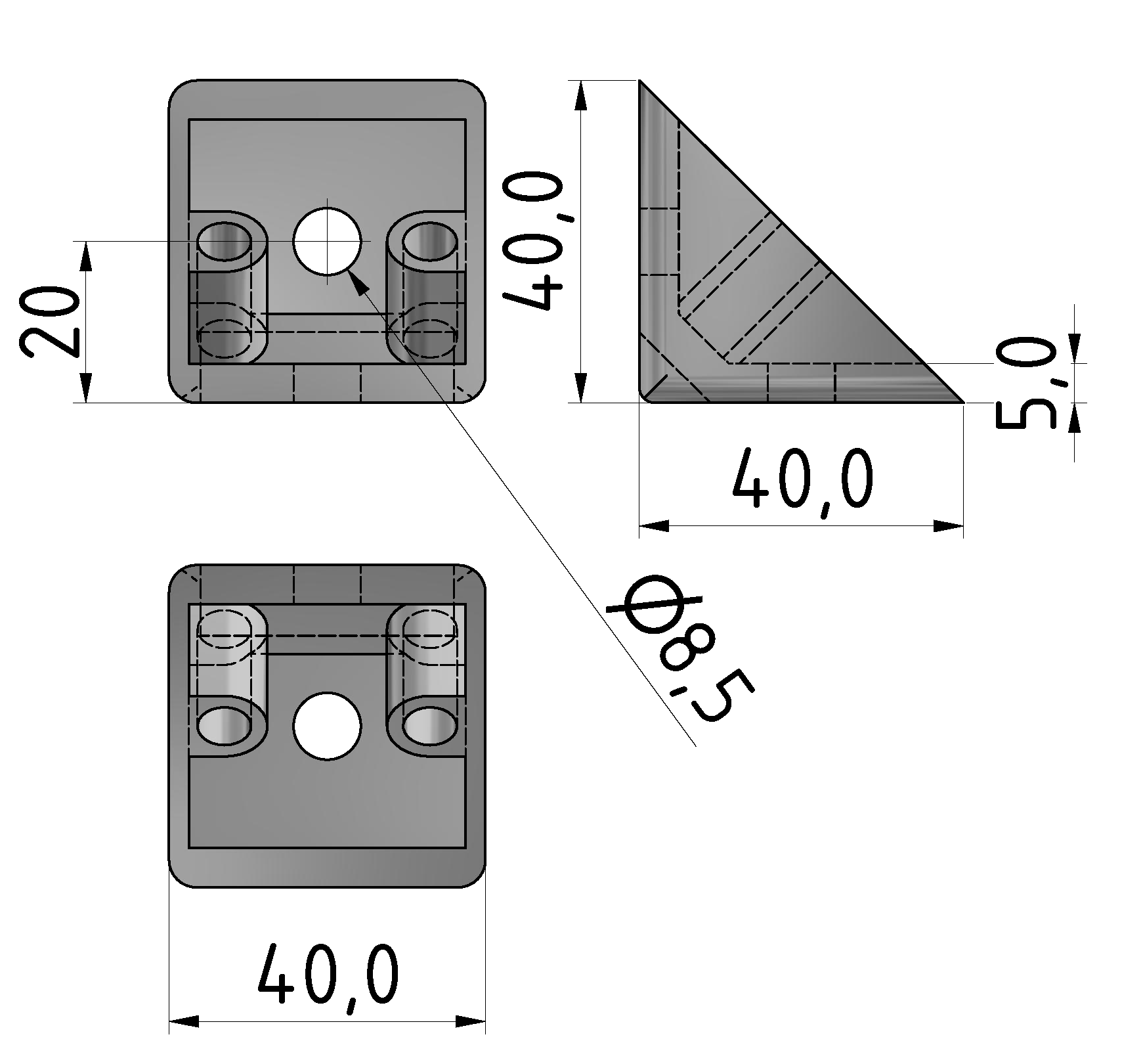 Angle Bracket 8 40x40 Zn, white aluminium