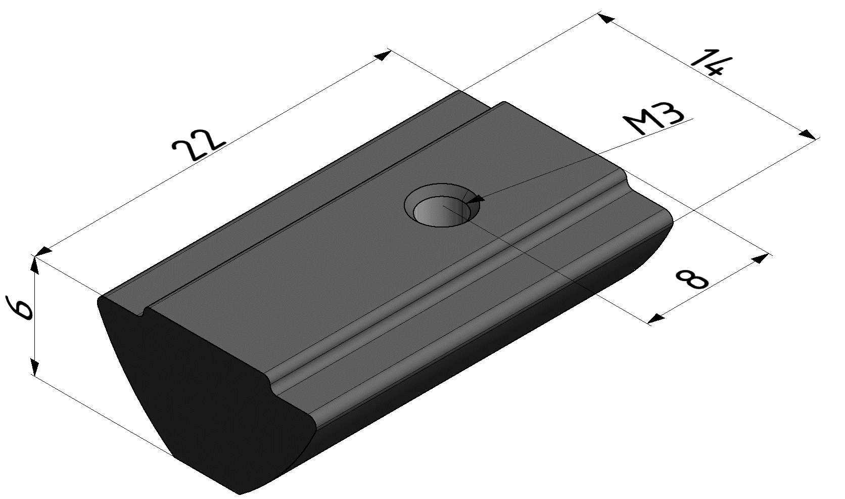 T-Slot Nut V 8 St M3, bright zinc-plated