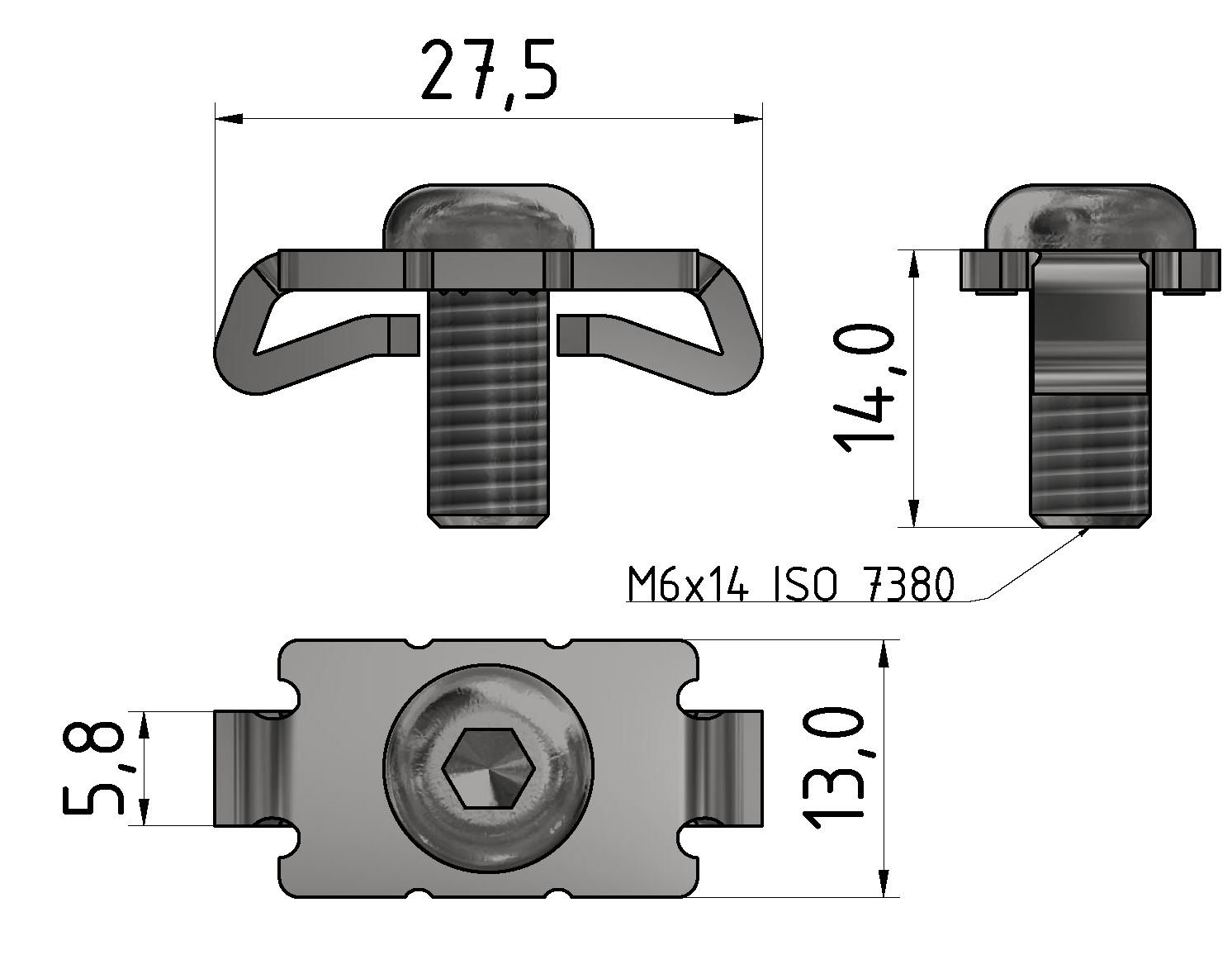 Standard-Fastening Set 6, bright zinc-plated