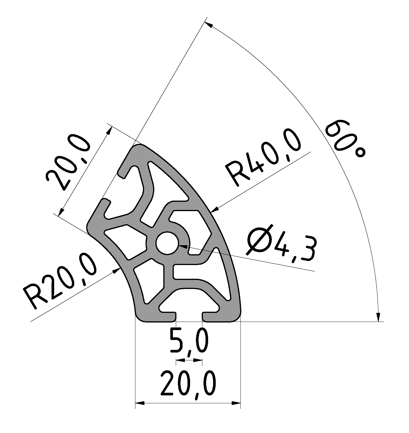 Profil 5 R20/40-60°, natur