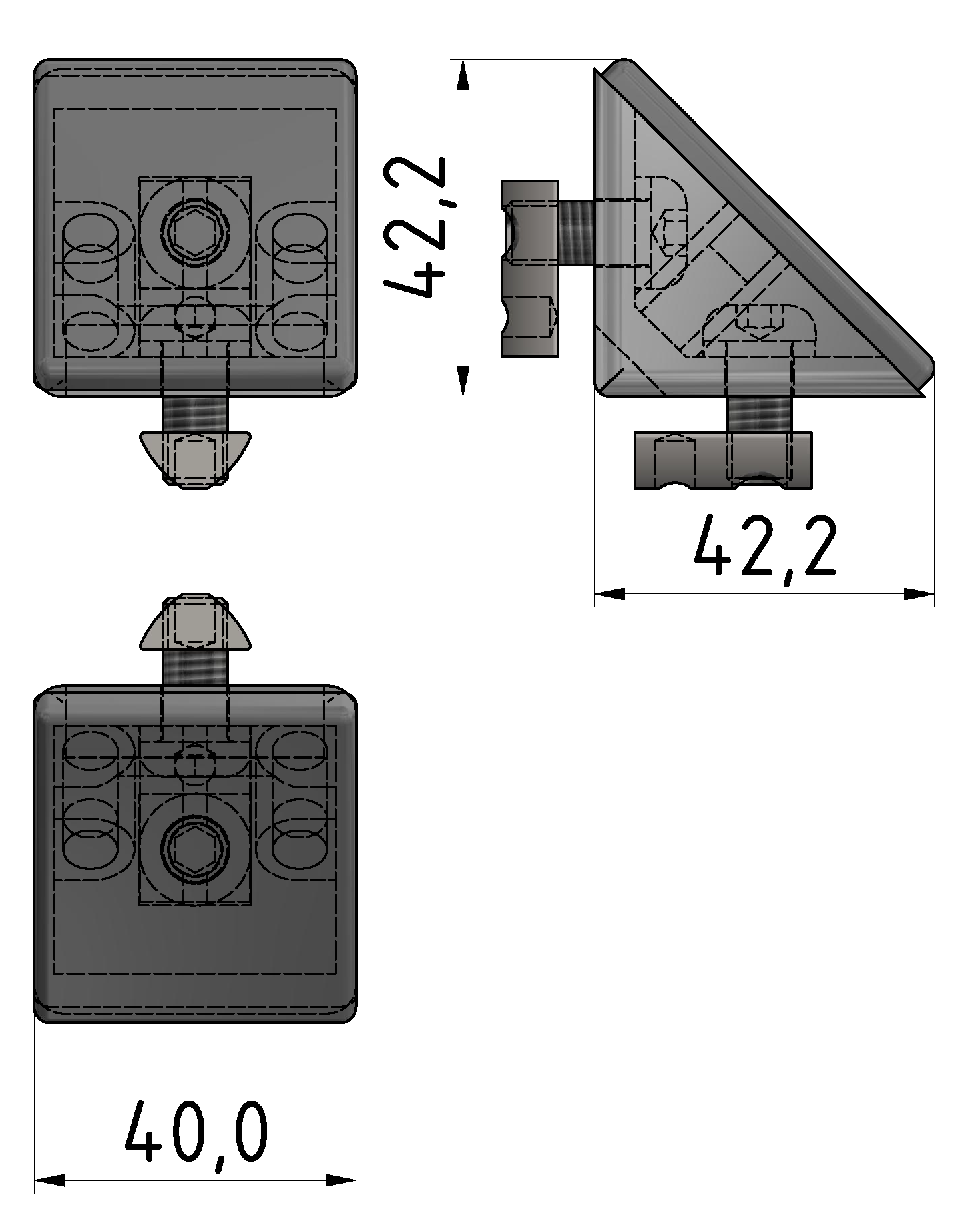 Angle Bracket  Set 8 40x40, grey