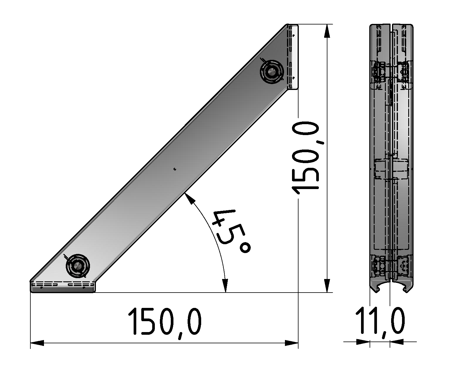 Winkelstrebe D30-90°