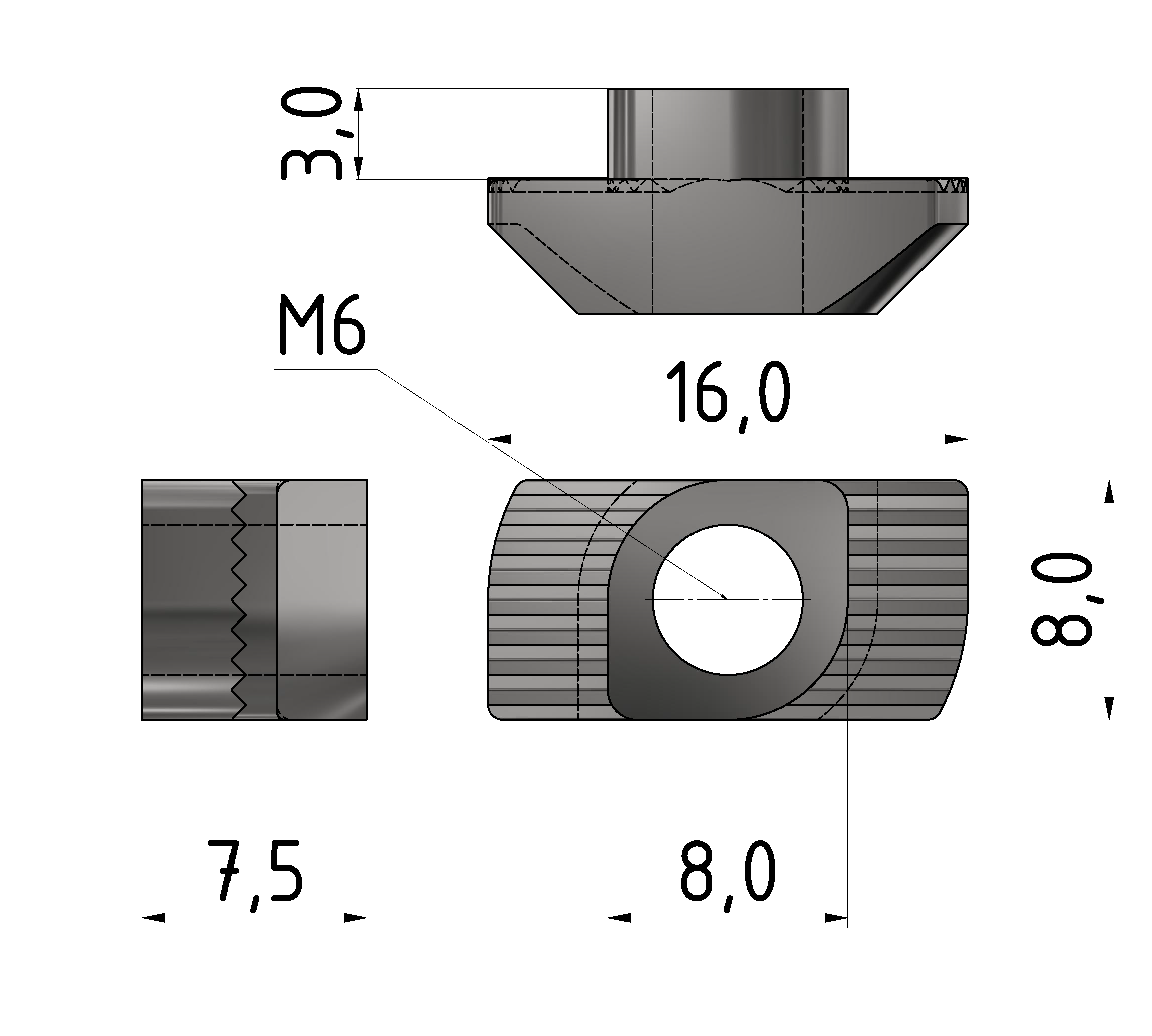 Hammermutter 8 M6, verzinkt