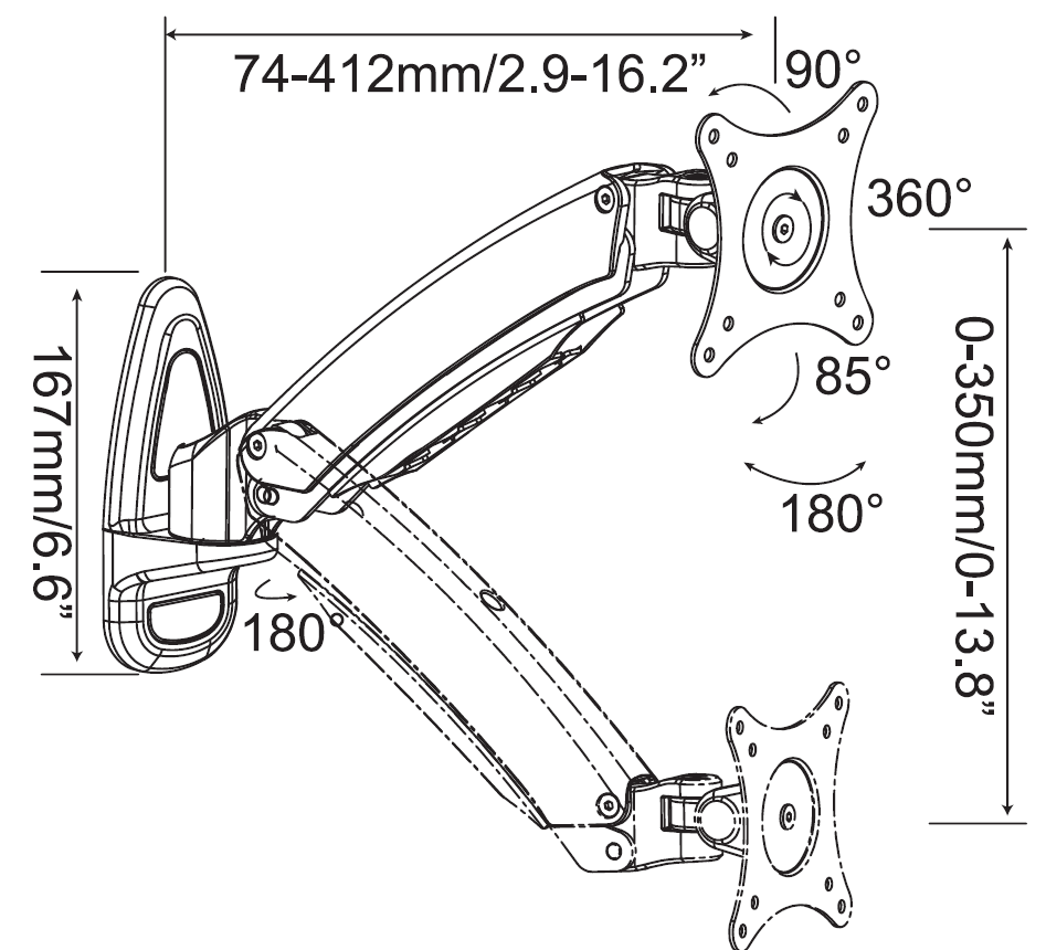 Monitor Arm, height-adjustable 2MP