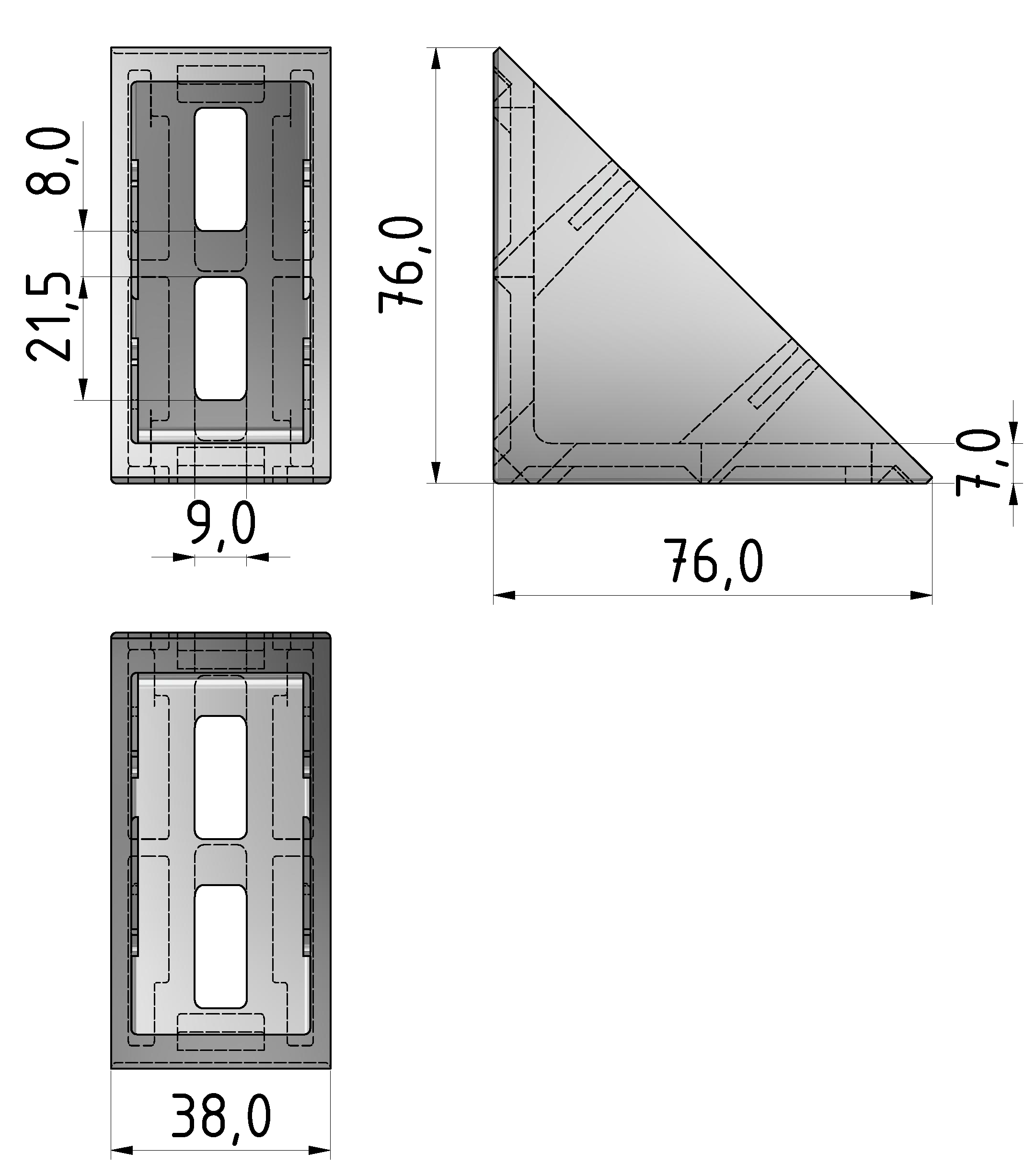 Winkel 8 80x80 Langloch Zn, weißaluminium