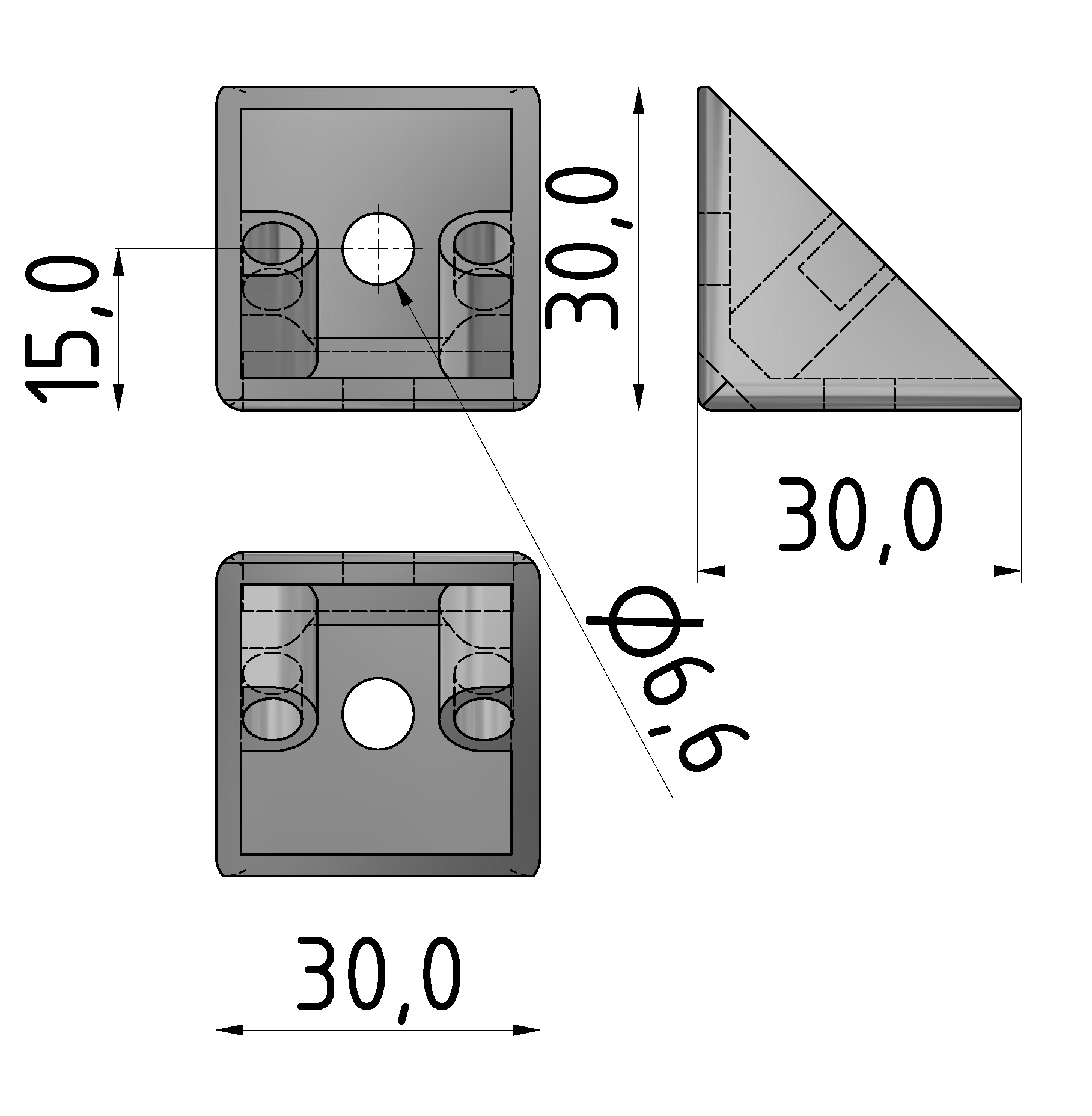 Winkel 6 30x30 Zn, weißaluminium