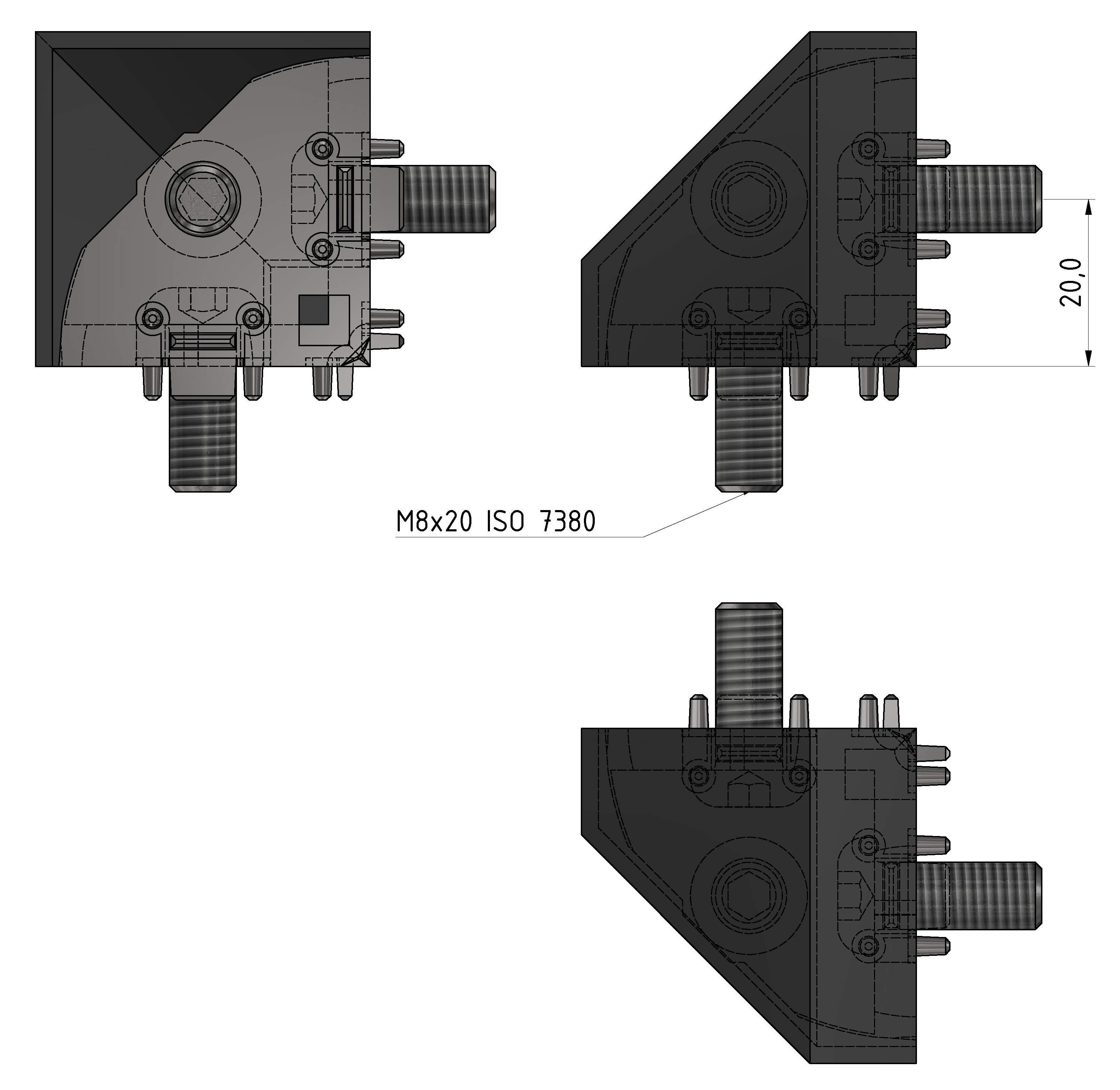 Verbindungssatz 8 40x40-2x45°, schwarz