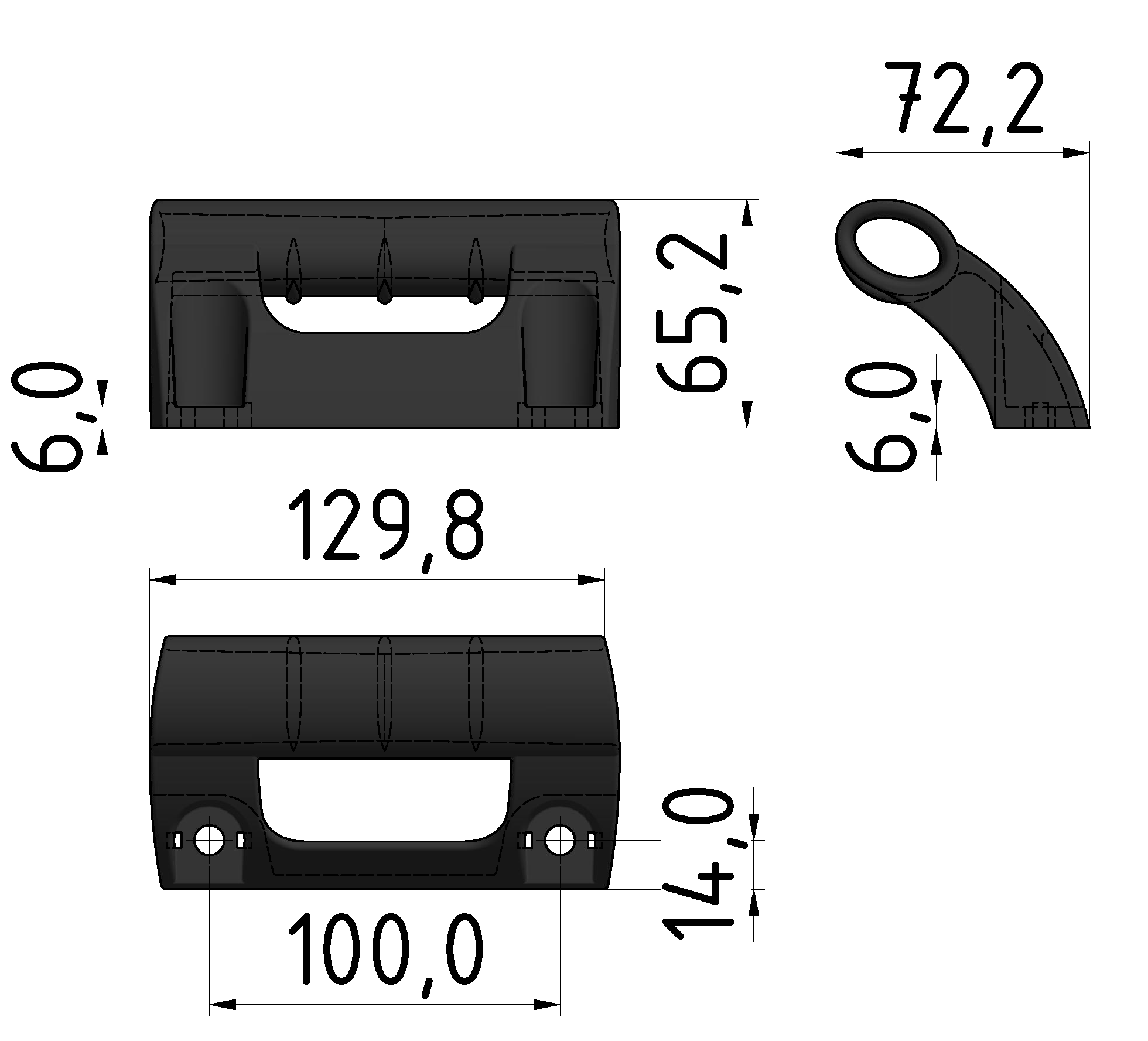 Handgriff PA 135, schwarz