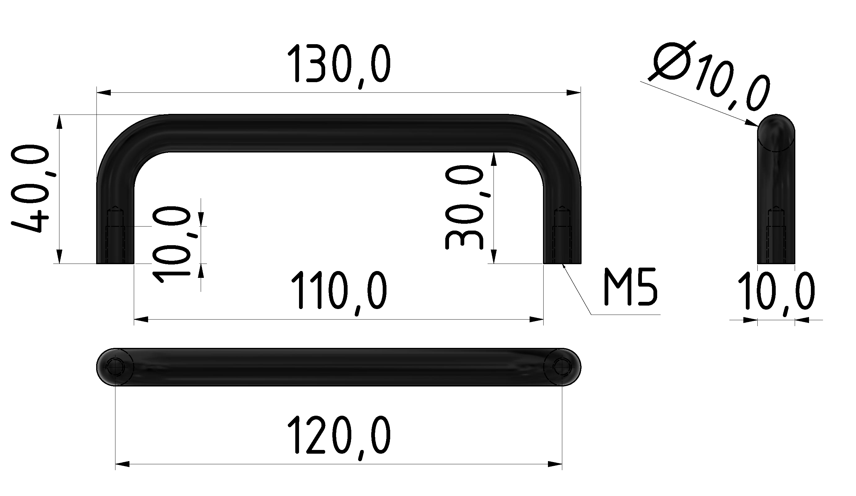 Handgriff Al 120, schwarz