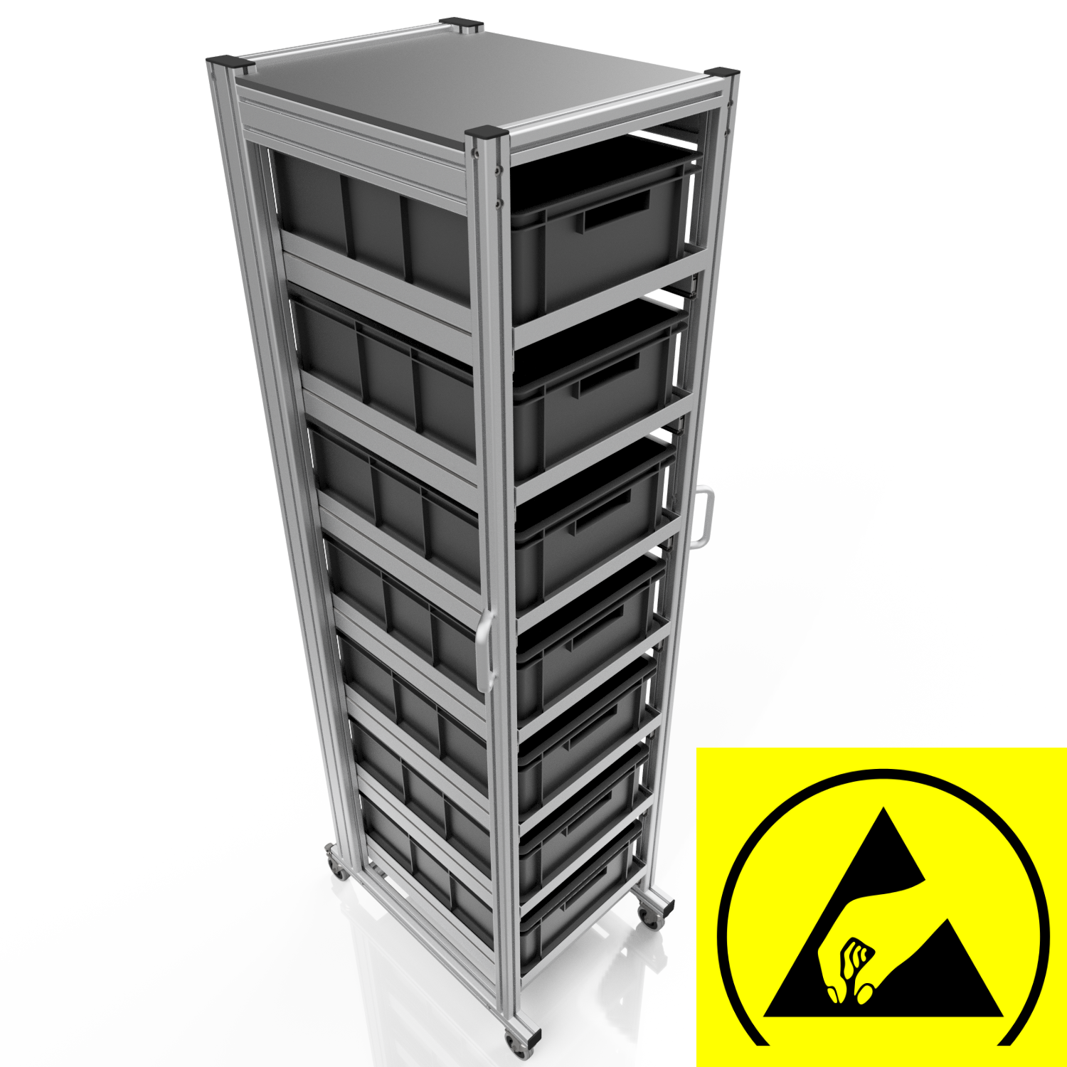 ESD system trolley for Euro containers 60x40 H 200 cm