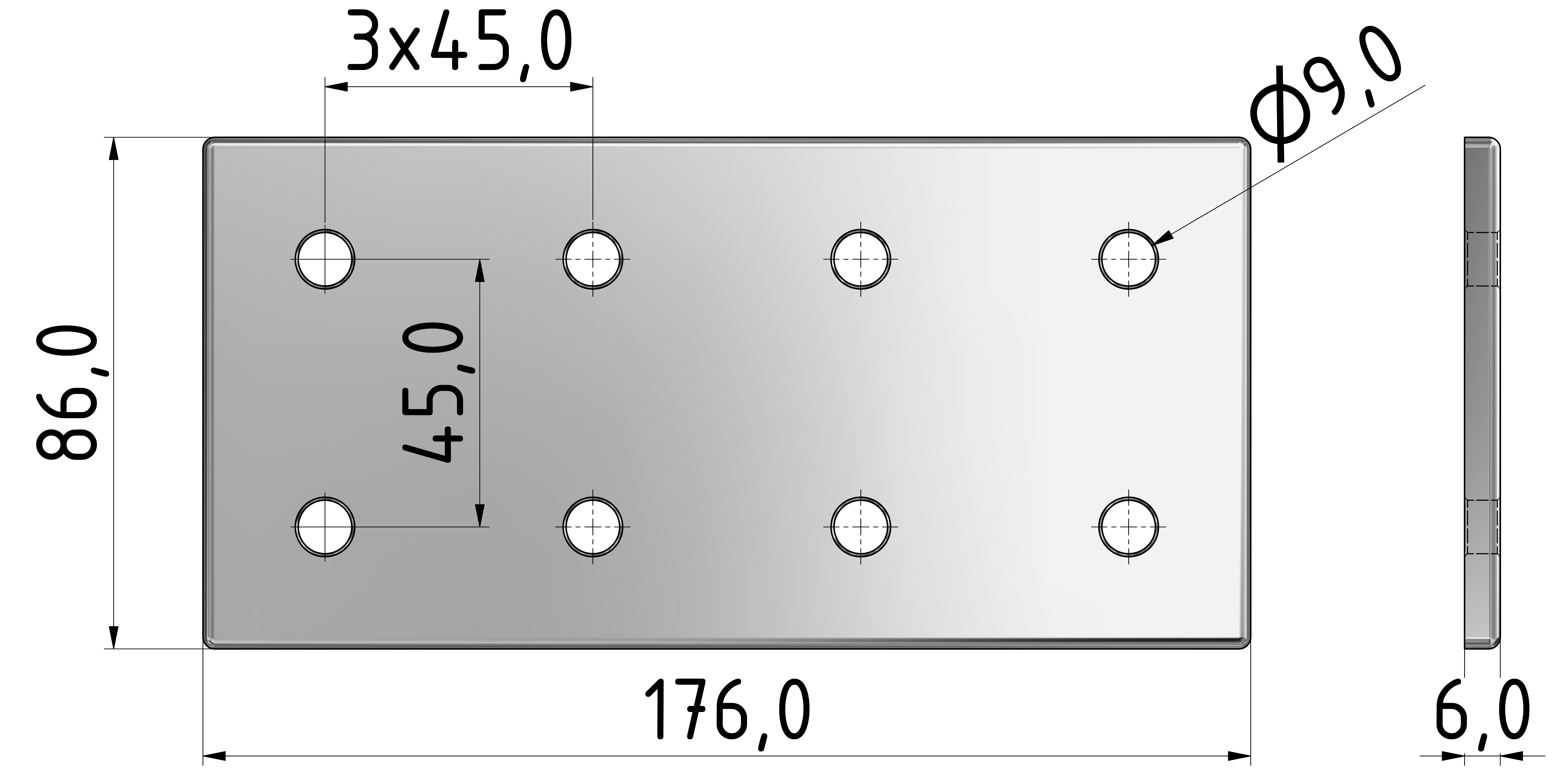 Verbinderplatte 90x180, eloxiert-10