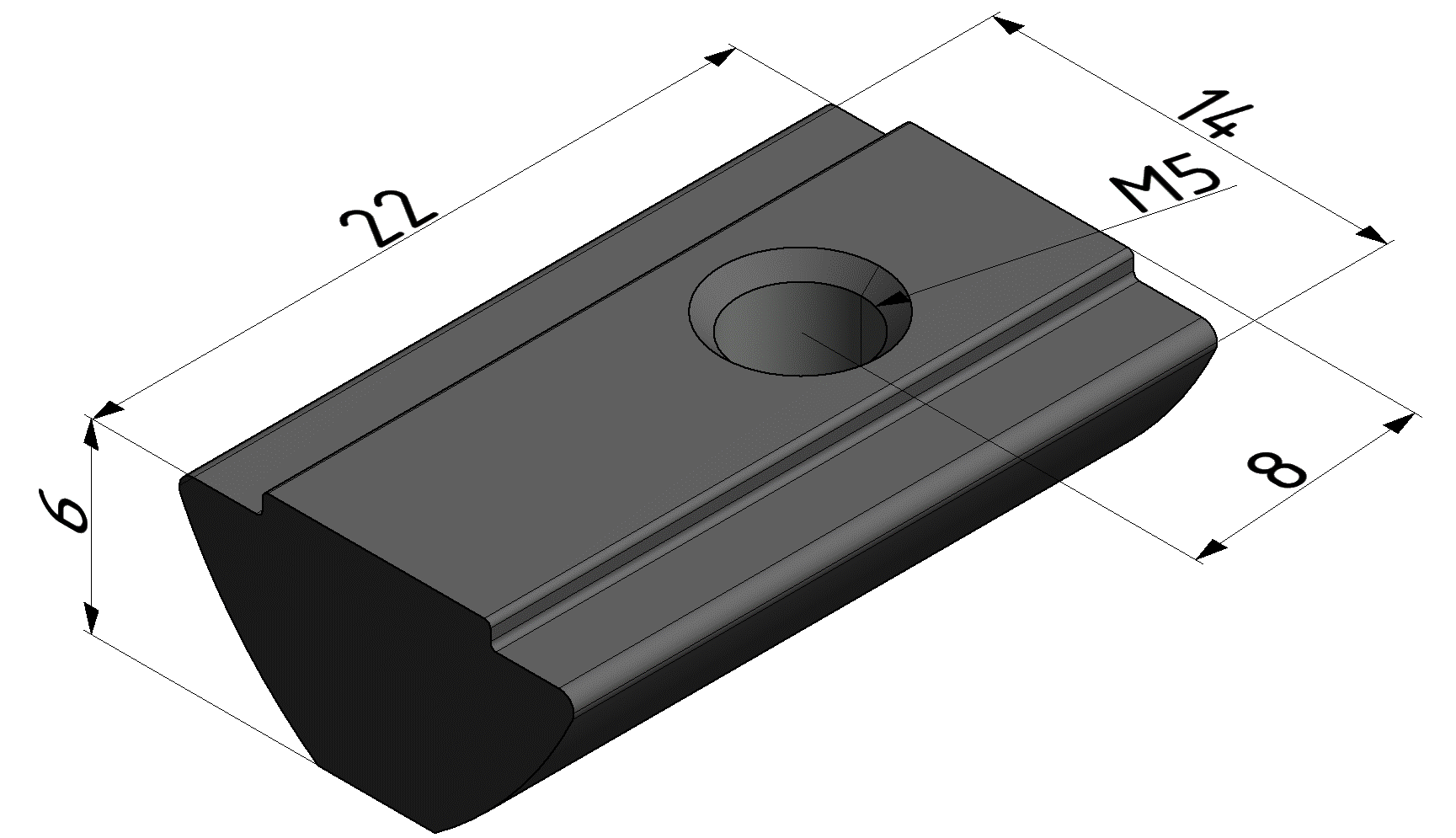 T-Slot Nut V 8 St M5, bright zinc-plated