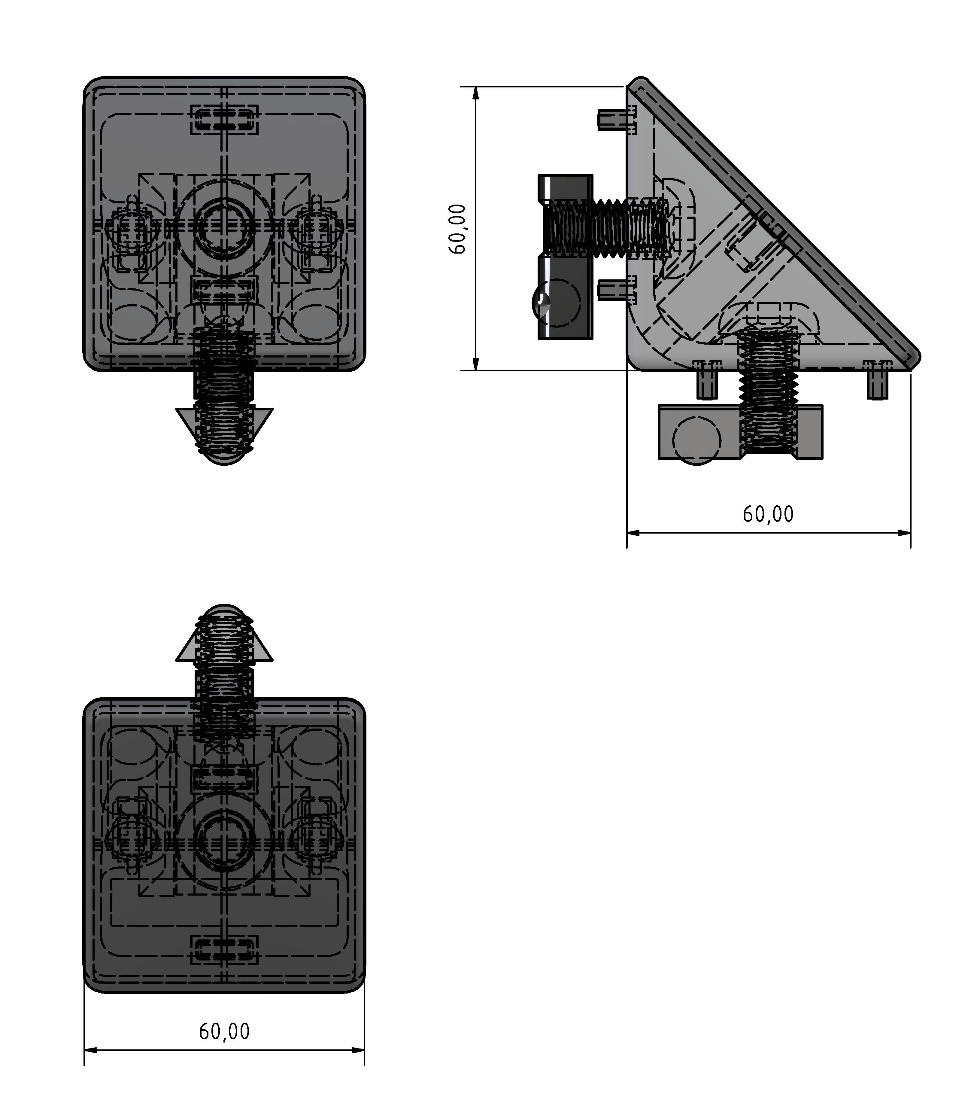 Angle Bracket  Set 8 40x40, black