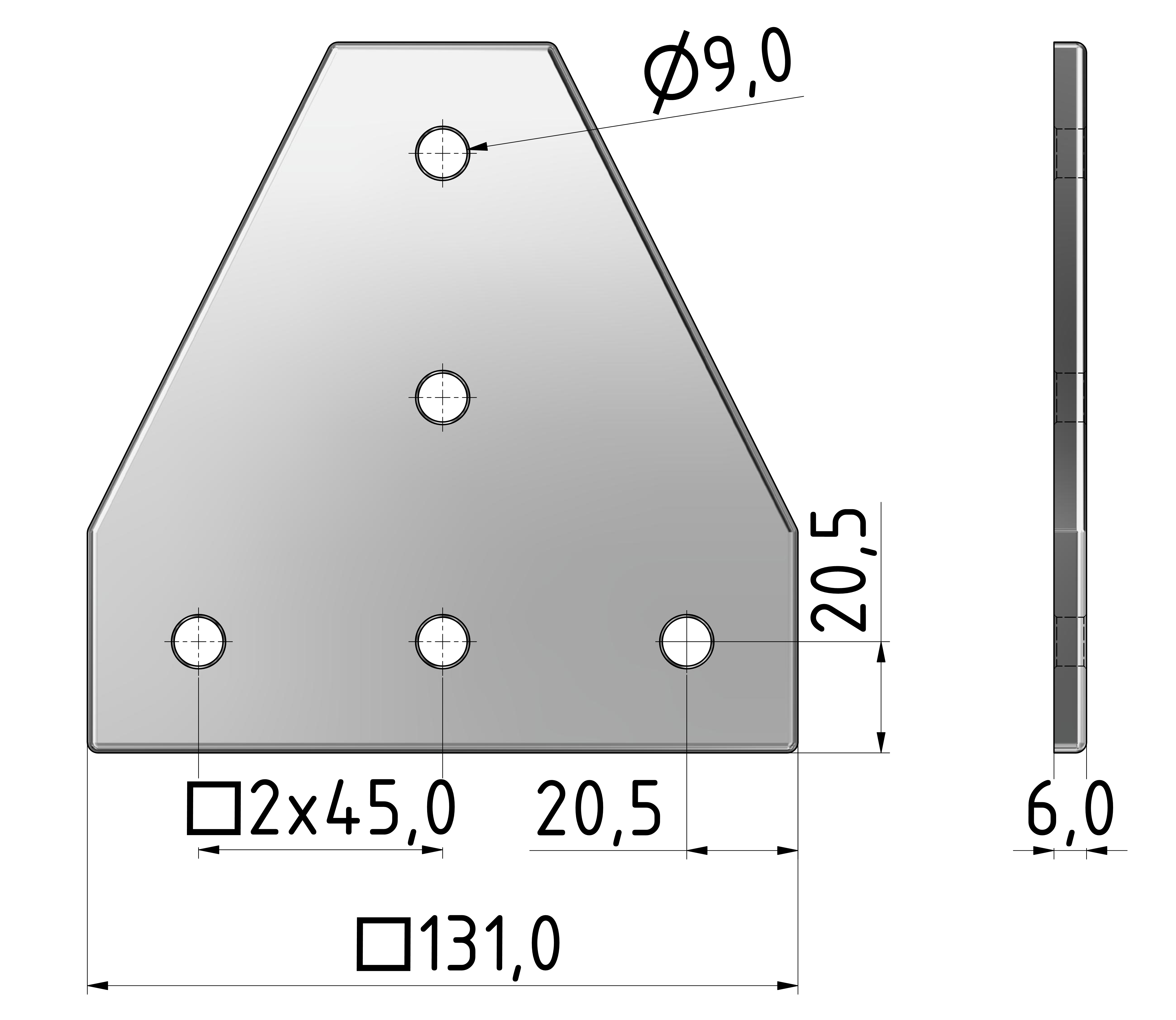 Verbinderplatte T 135x135, eloxiert-10