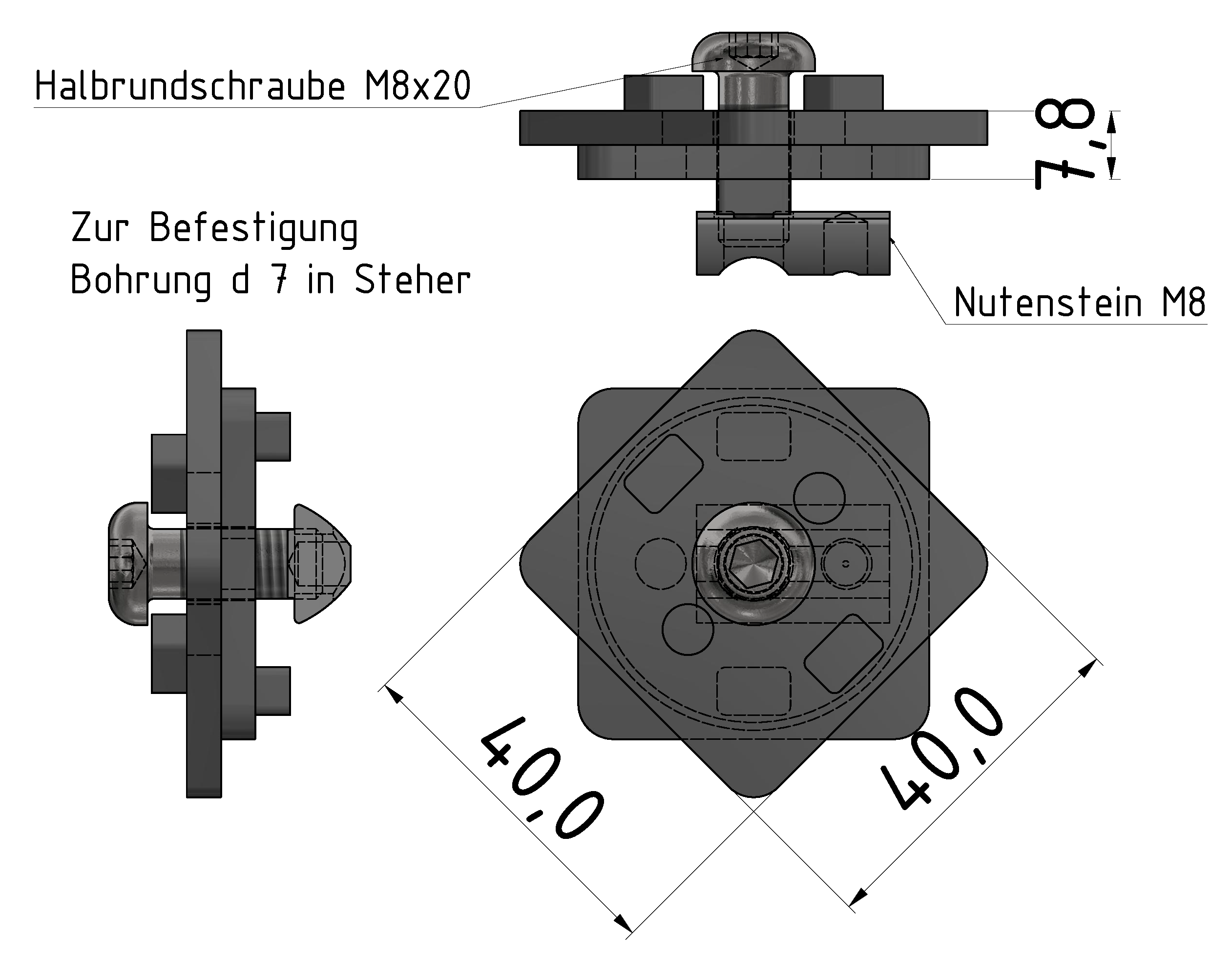 Positions-Verbindungssatz 8, schwarz