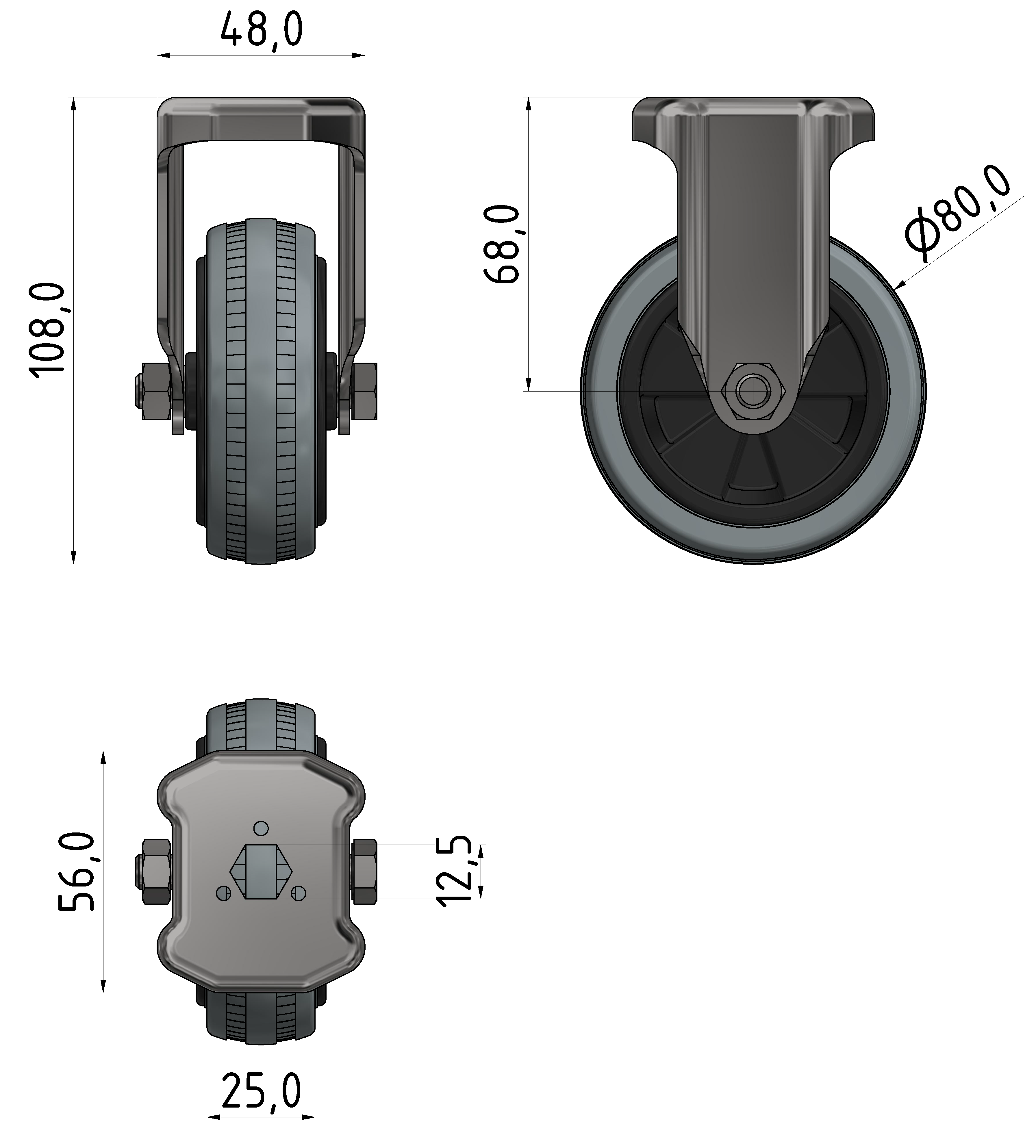 Bockrolle D80 ESD, verzinkt