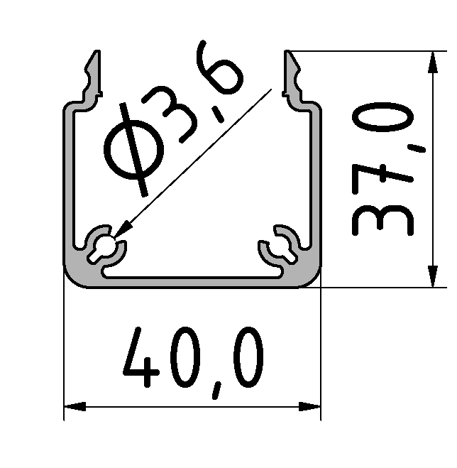 Kanalprofil U 40x40 SE, natur