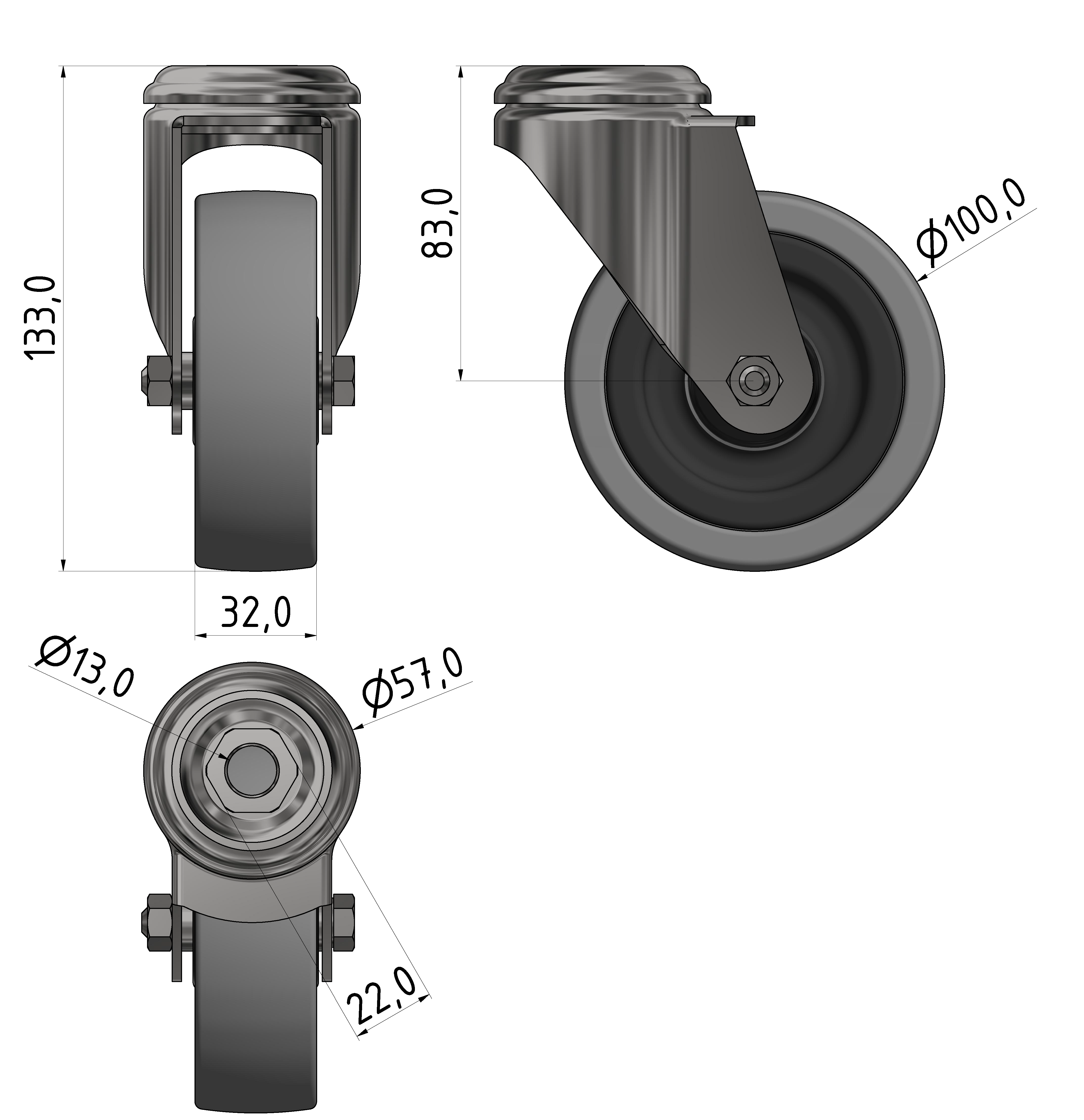 Lenkrolle D100 ESD verzinkt