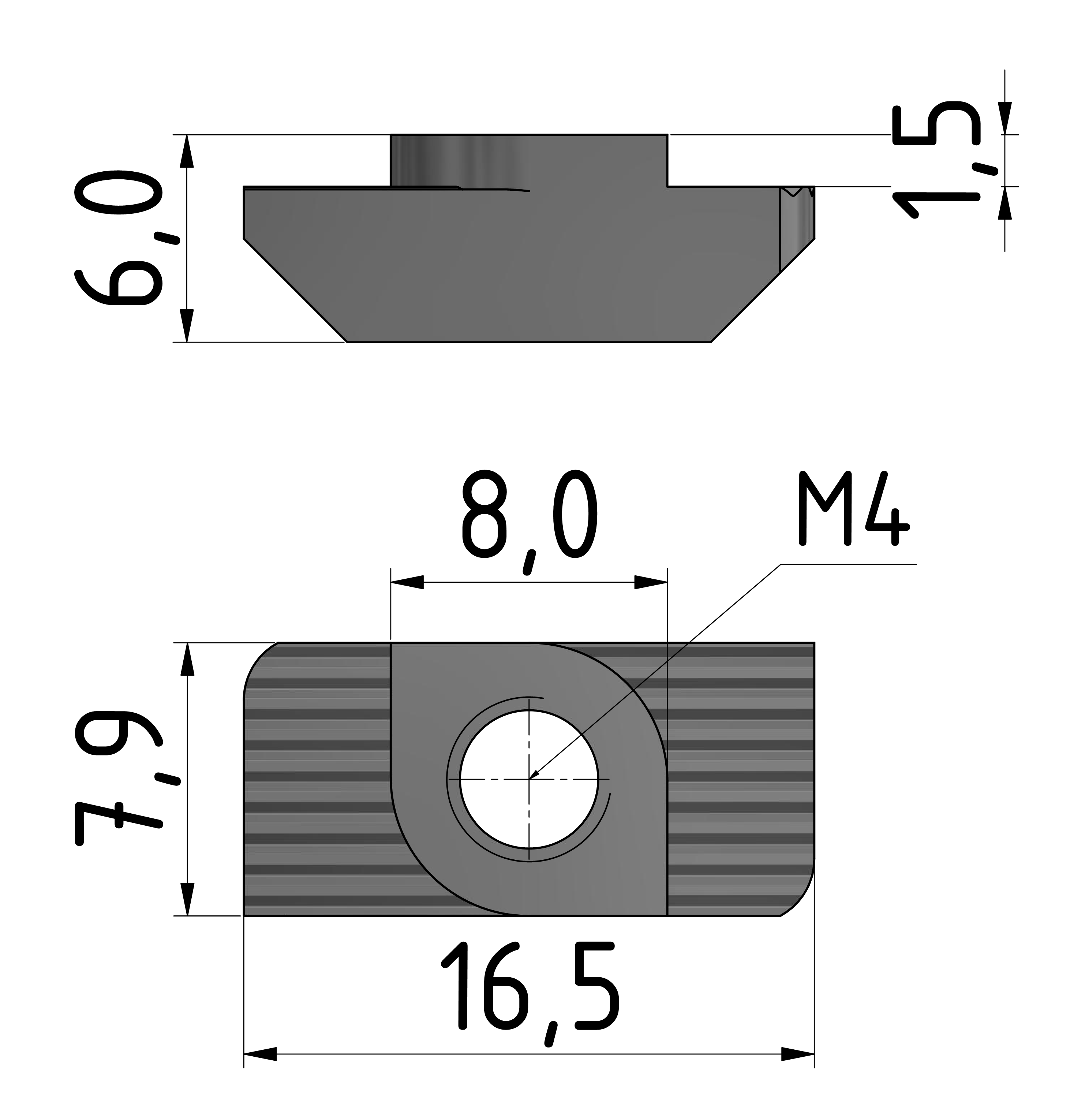 Hammermutter M4, verzinkt mit Bremsmoment-8