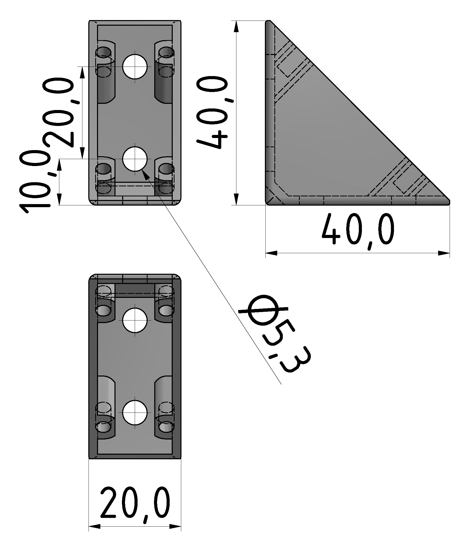 Winkel 5 40x40 Zn, weißaluminium