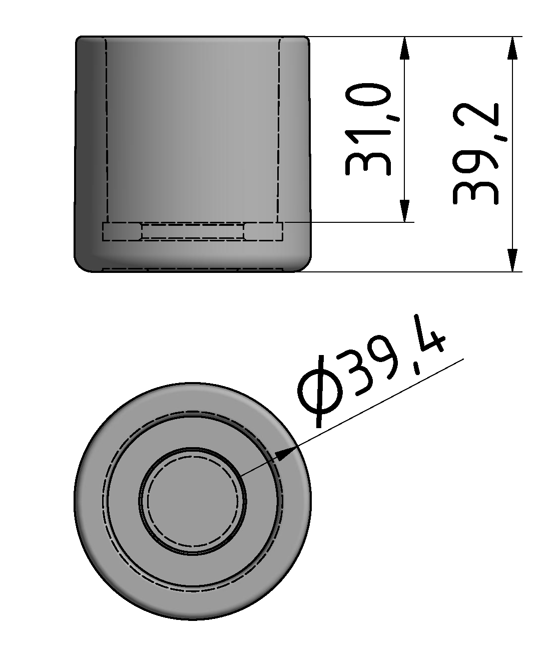 Rohrendkappe D30, grau