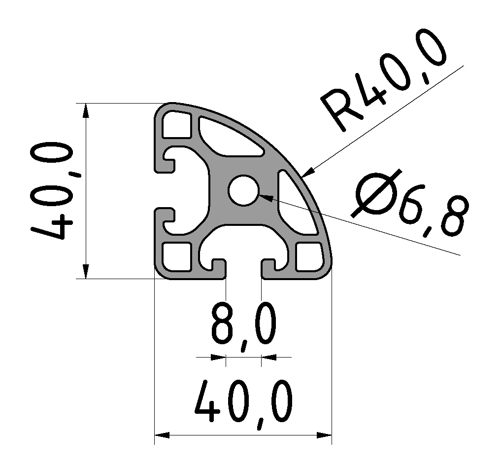 Profil 8 R40-90° leicht, natur