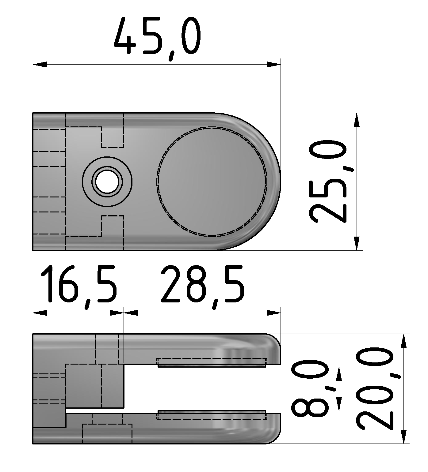 Glasscheibenhalter 8, weißaluminium