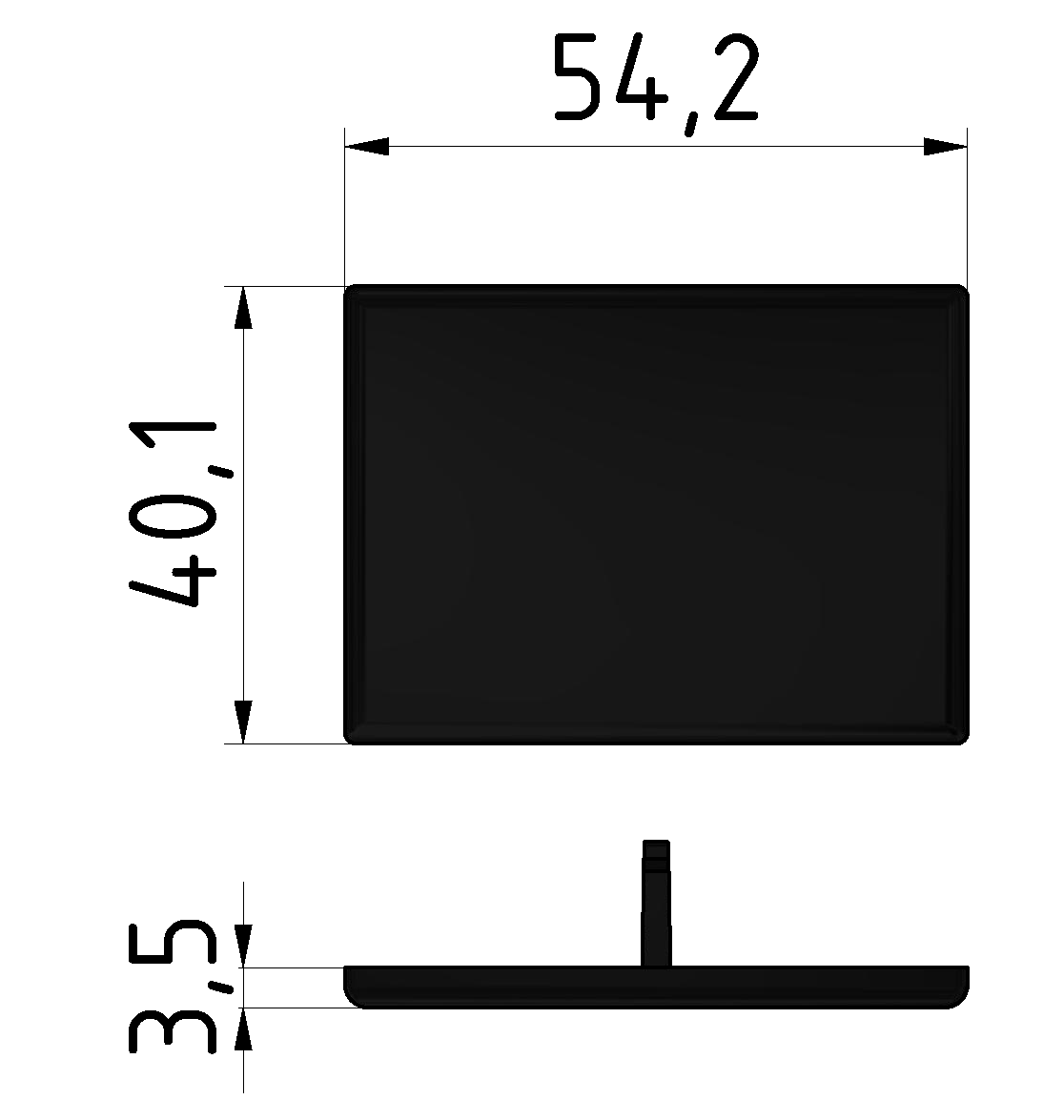 Angle-Cap 8 40x40 slotted hole, black