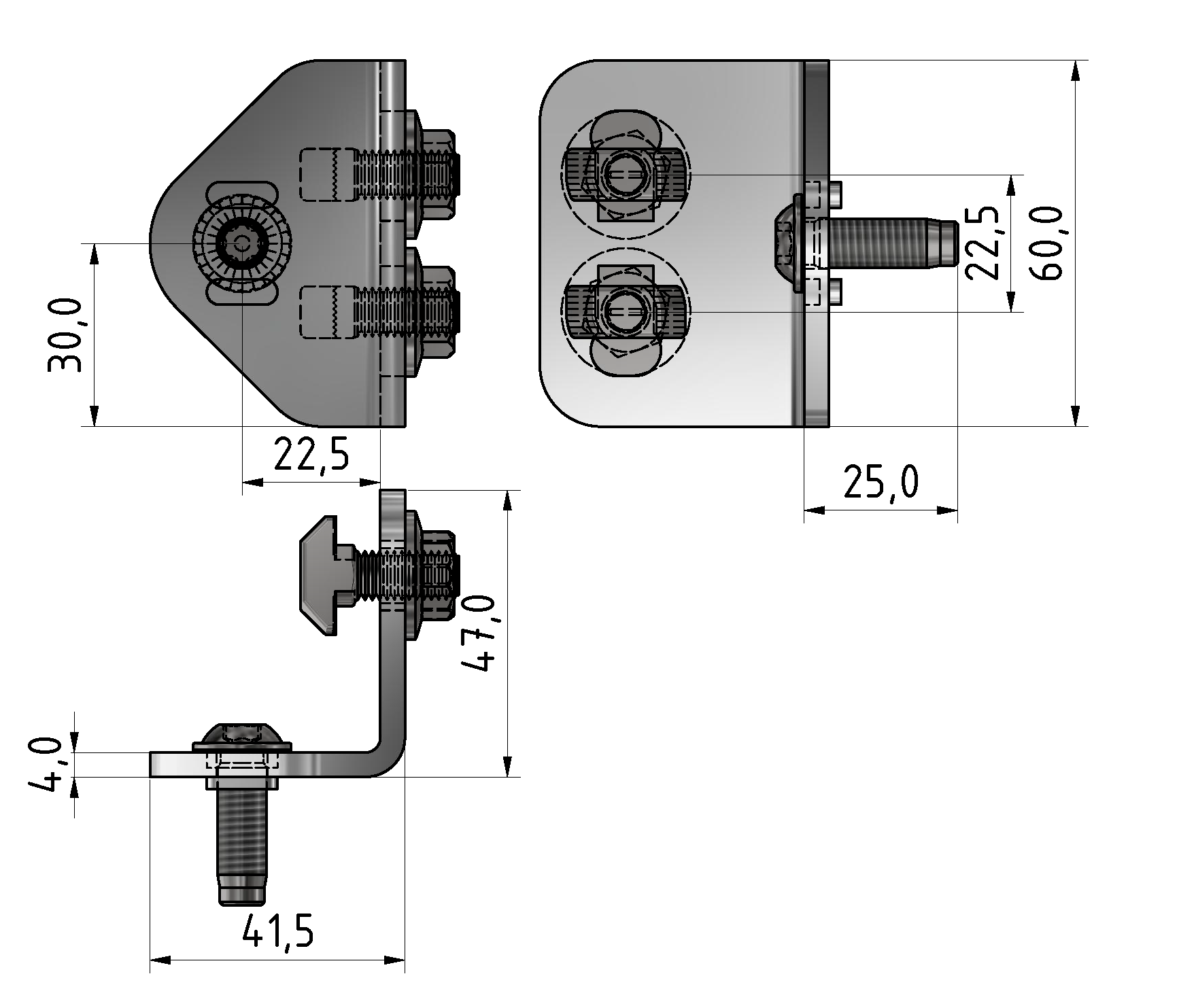 Haltewinkel N10 Set, verzinkt - D28