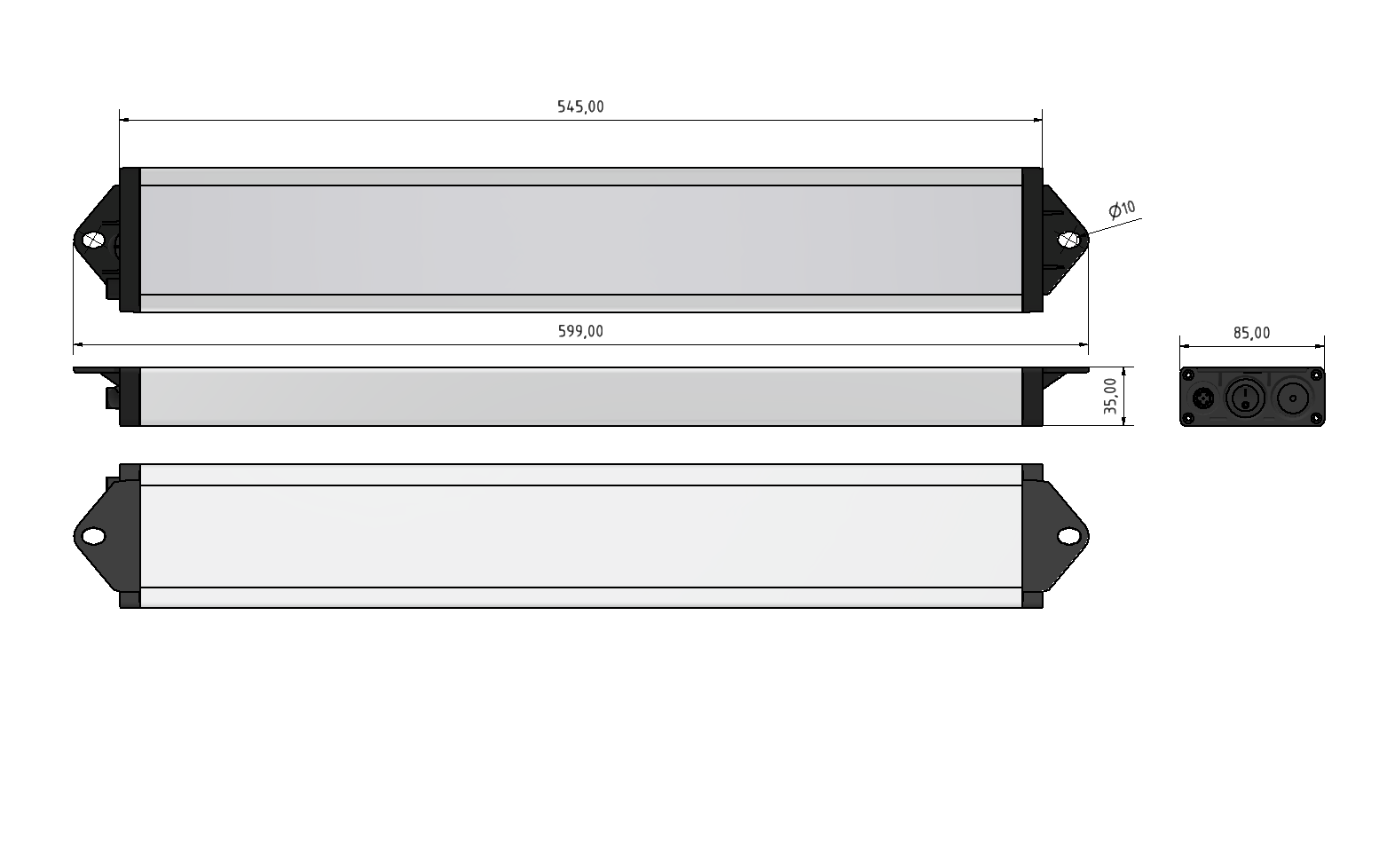 Systemleuchte Y LED 24W 545 mm 24V DC