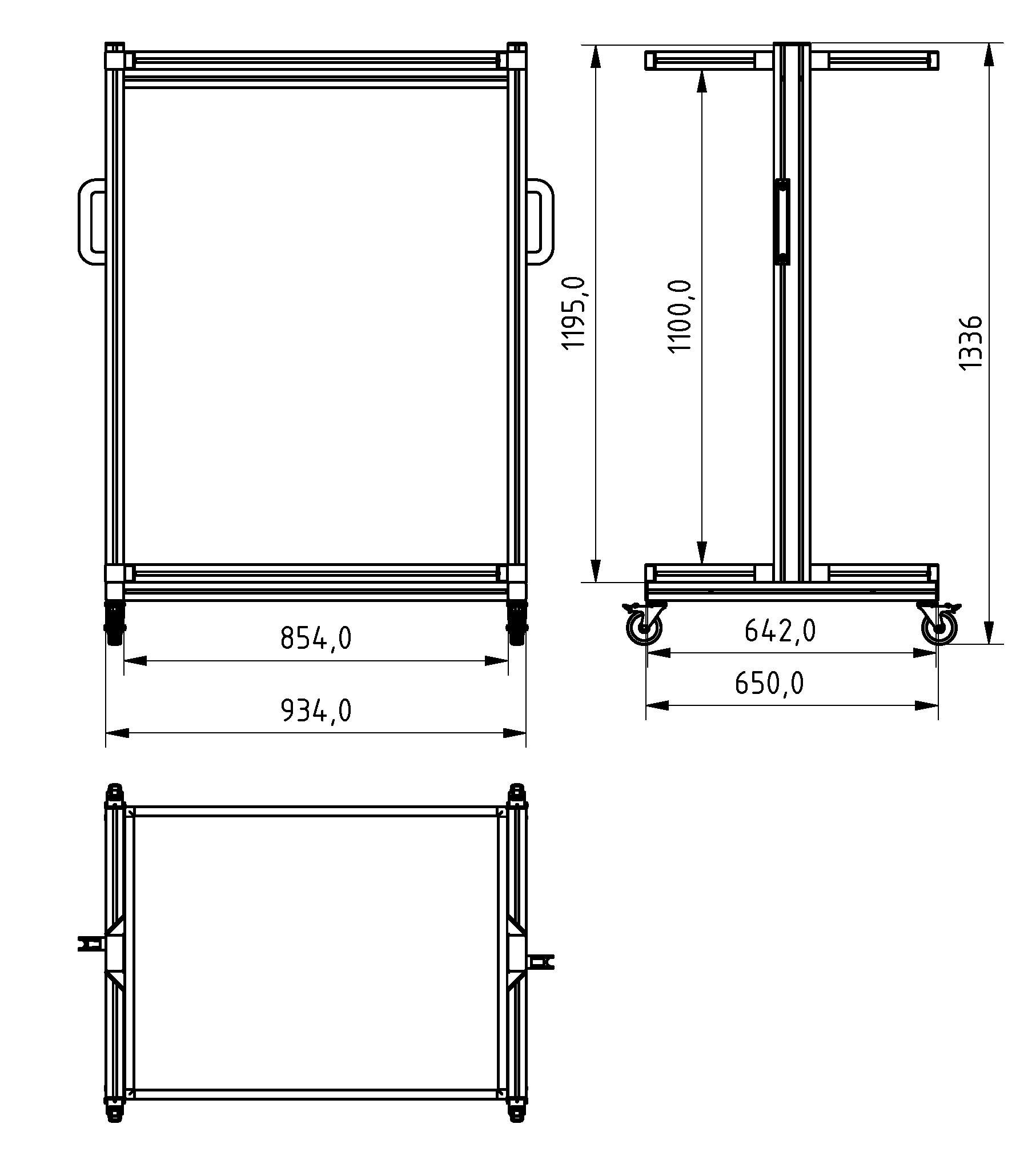 Systemwagen für Eurobehälter 80 x 60 H 134 cm ohne Auszug 