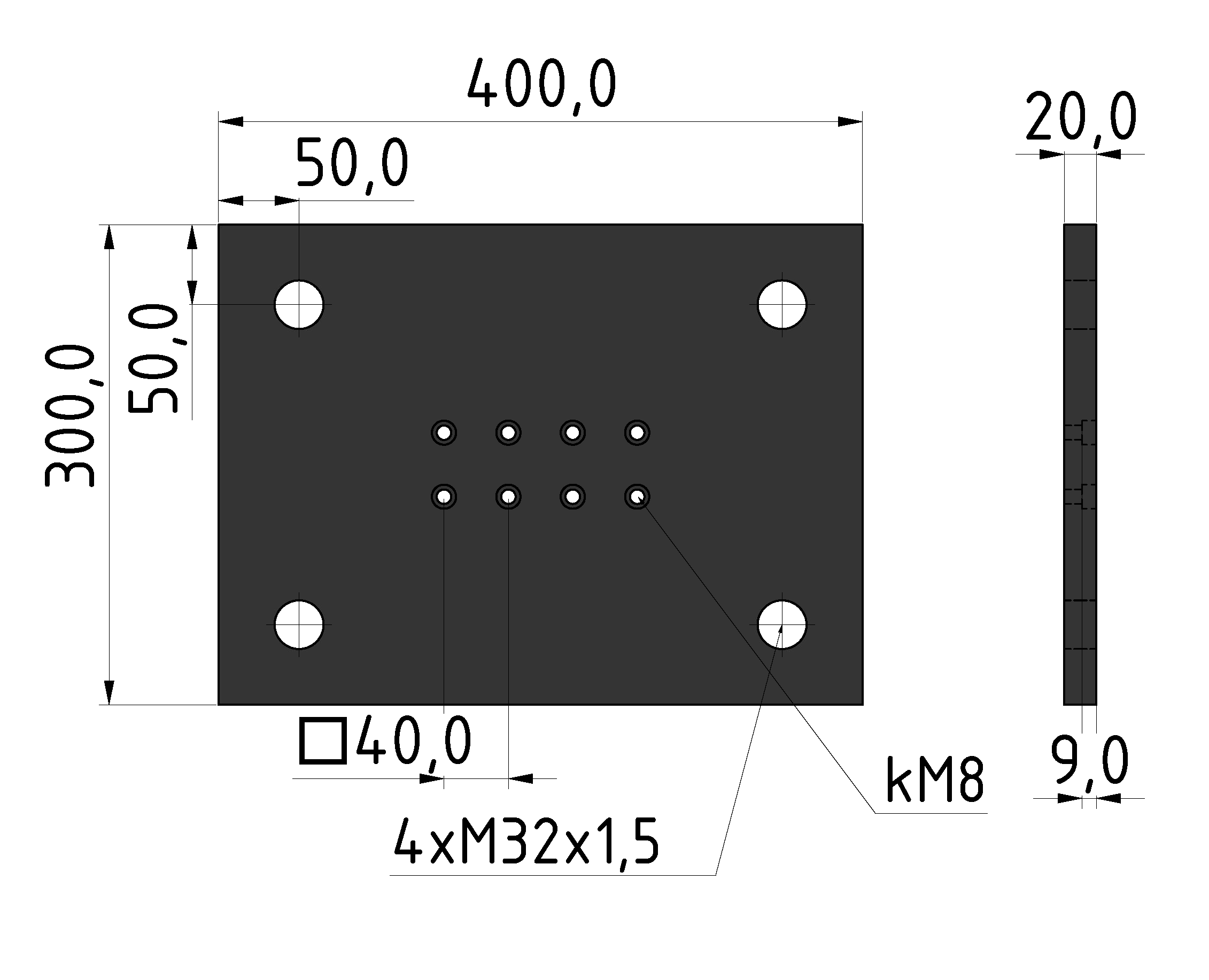 Portalplatte 8 400x300 80x160, brüniert