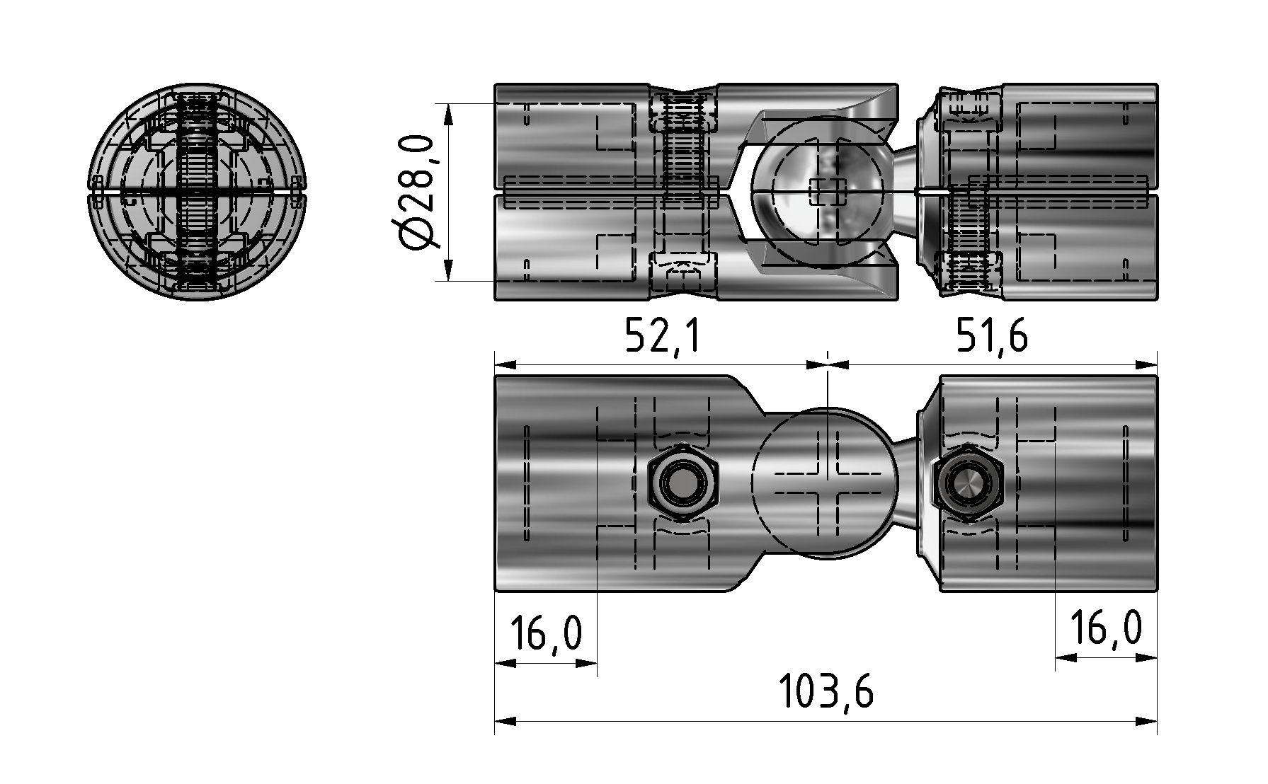 Ball Butt ConnectorSet  D28