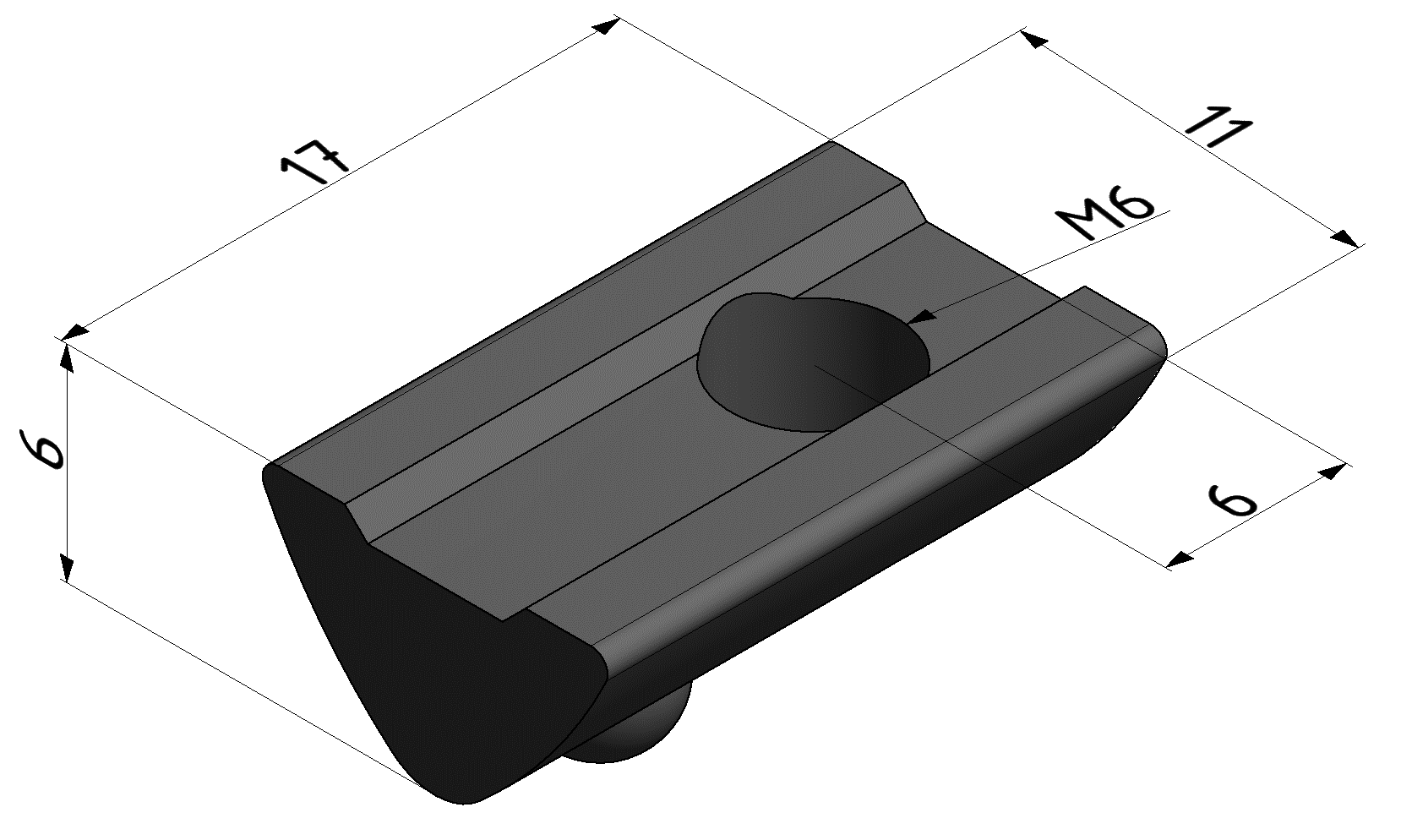 T-Slot Nut 6 St M6, bright zinc-plated