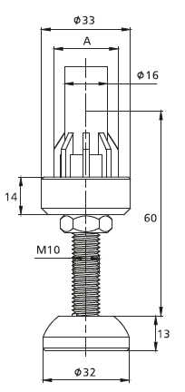 Plug-in Knuckle Foot D32 light , bright zinc-plated