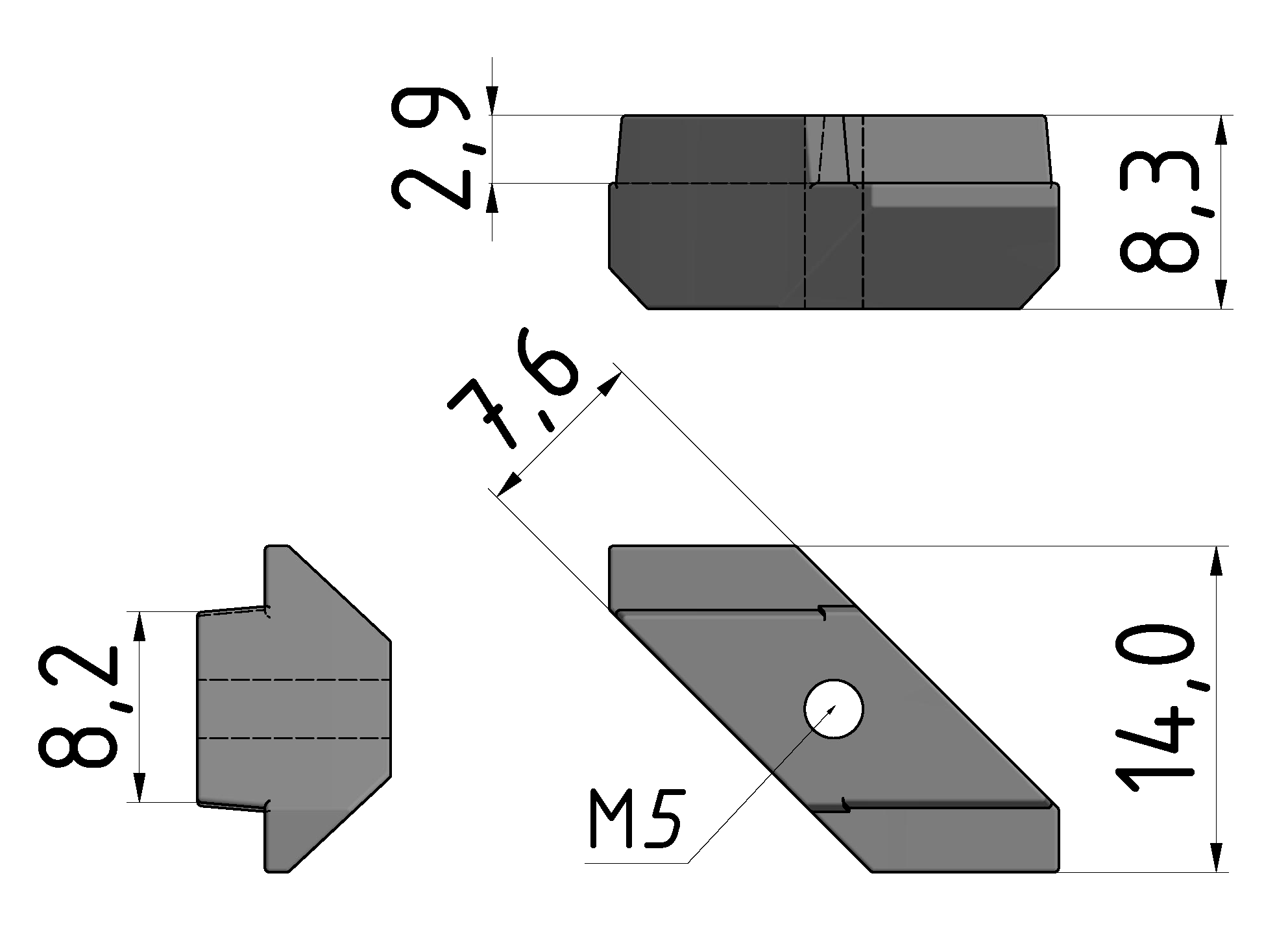 Nutenstein 8 Zn M5, verzinkt