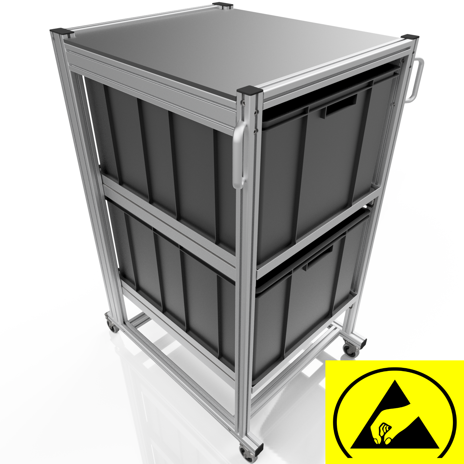 ESD system trolley for Euro containers 80x60 H 134 cm