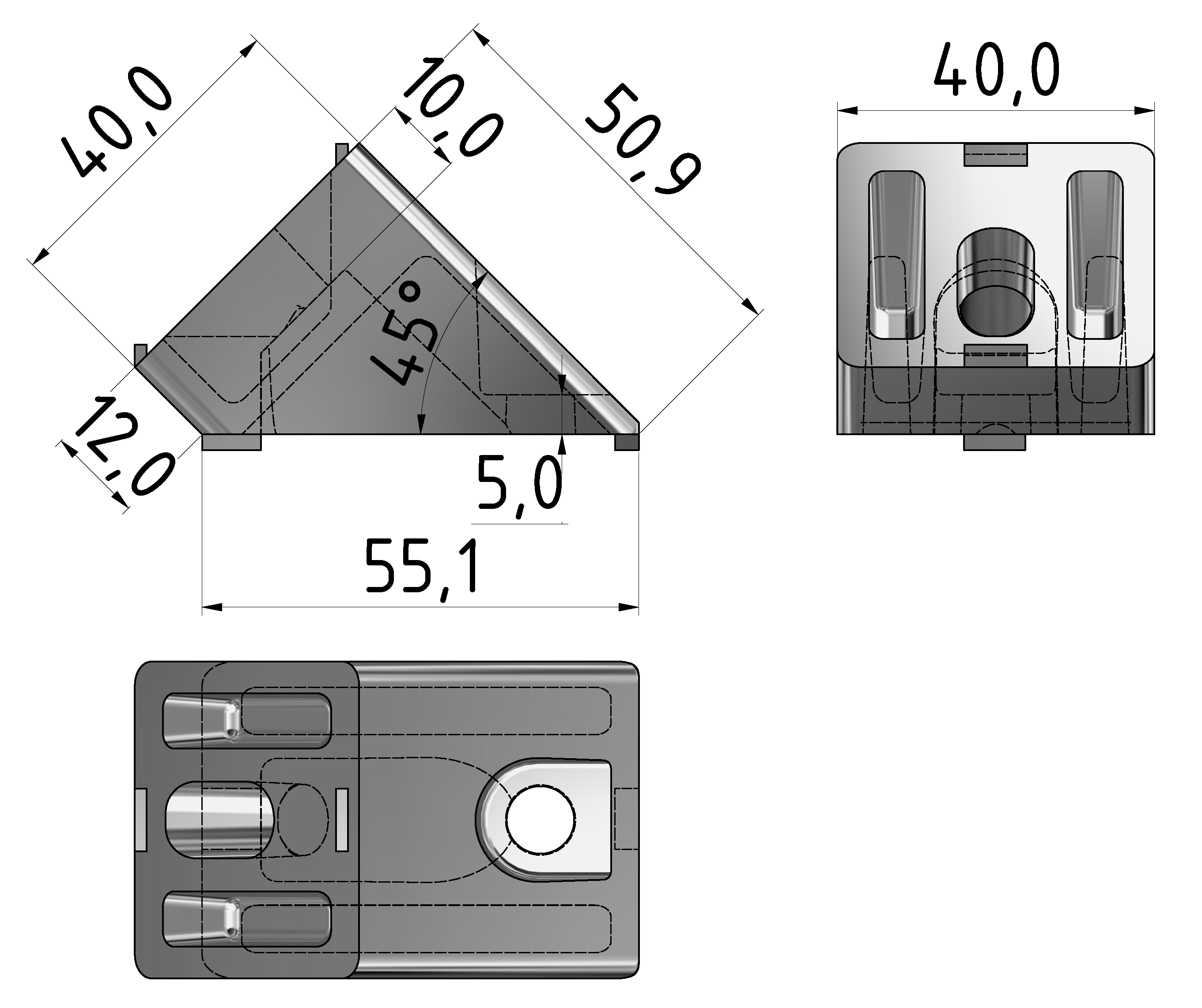 Angle Fastener 8 40x40-45°