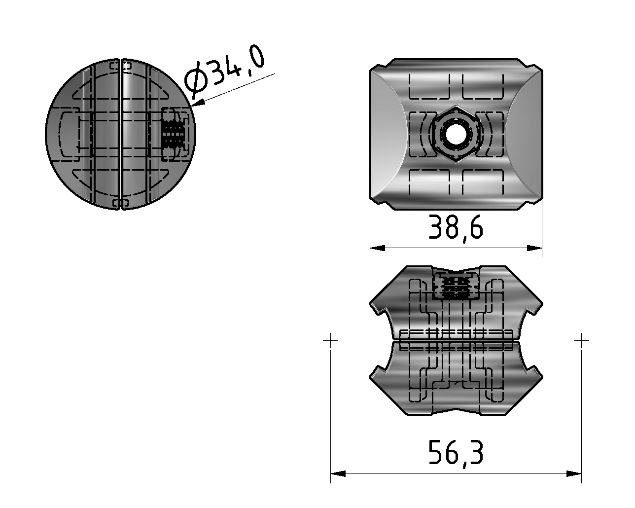 Parallelverbinder Set, natur - D28