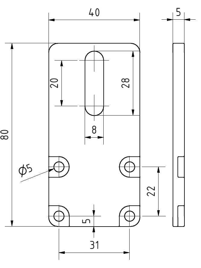 End Plate 40x80 Set, bright zinc-plated - Alu