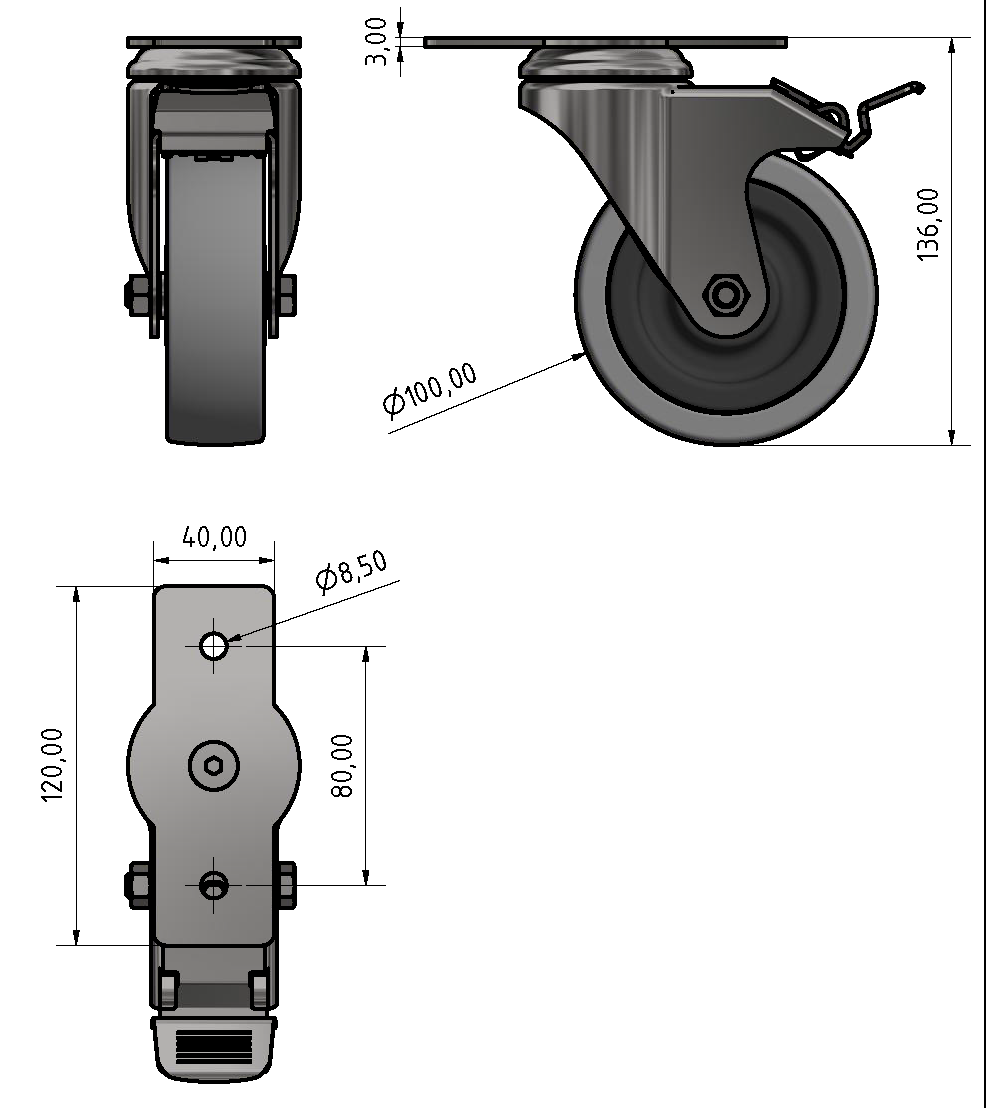 Castor D100 swivel, bright zinc-plated-8