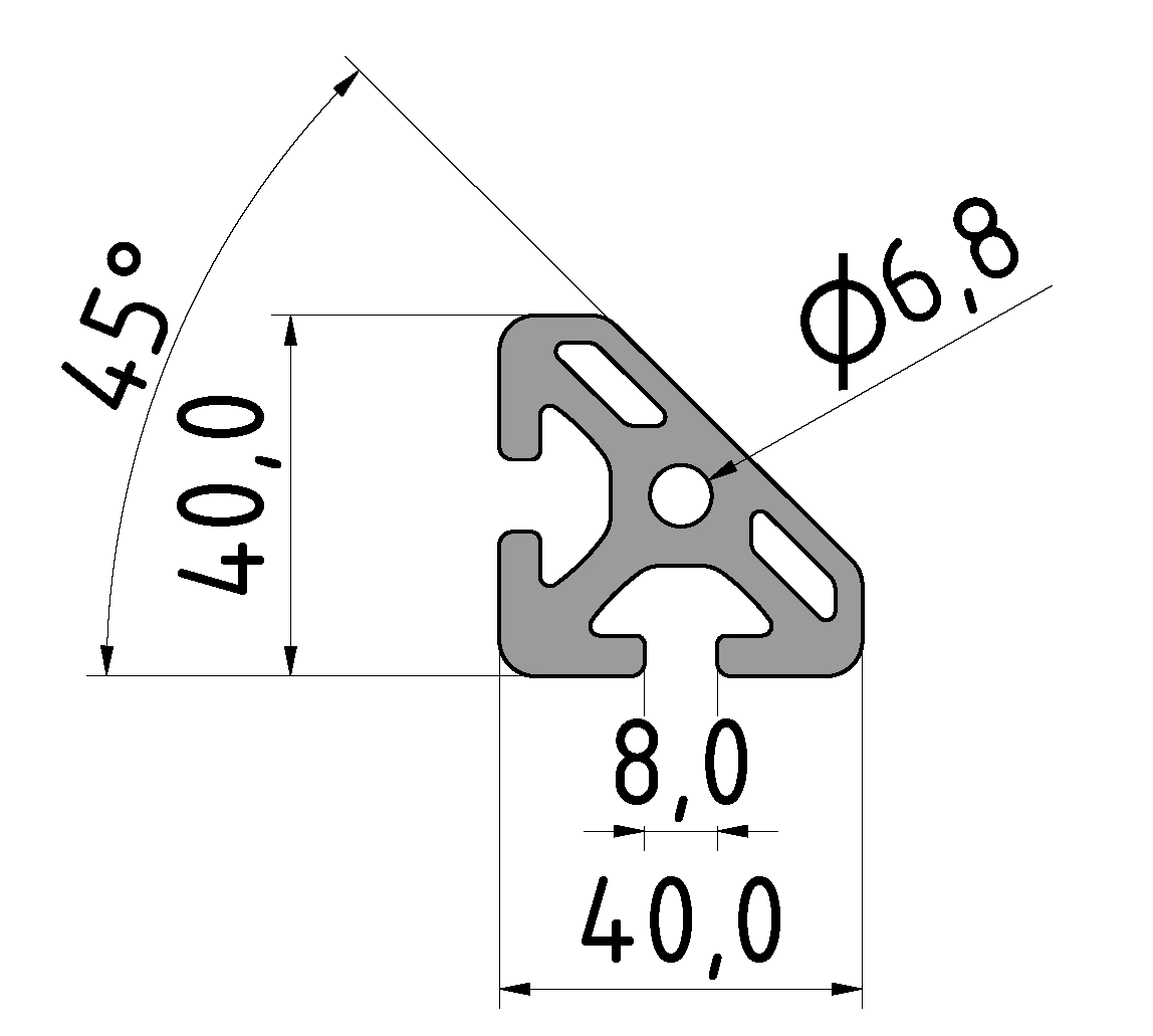 Profil 8 40x40-45°, natur