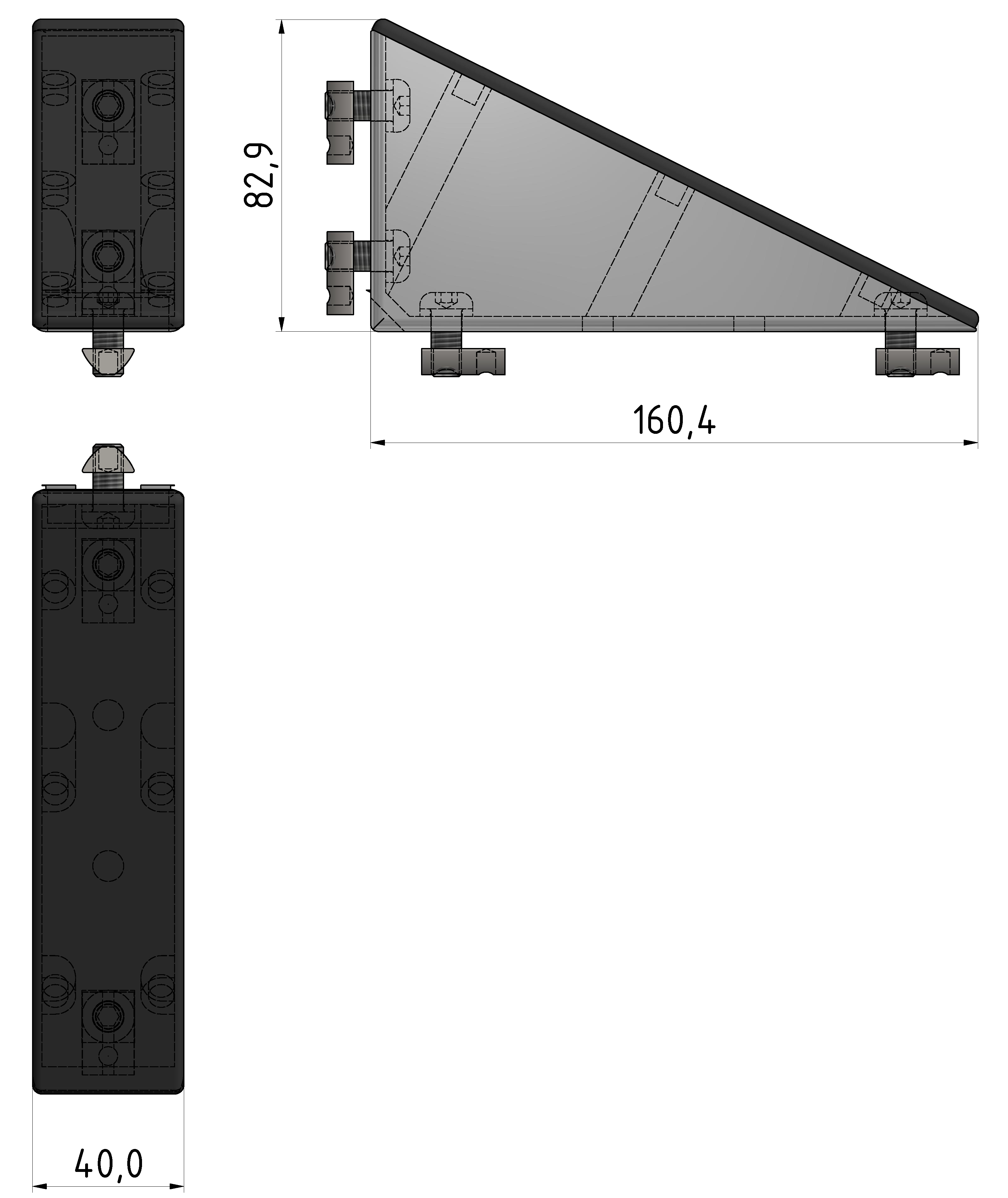 Angle Bracket  Set 8 160x80, black