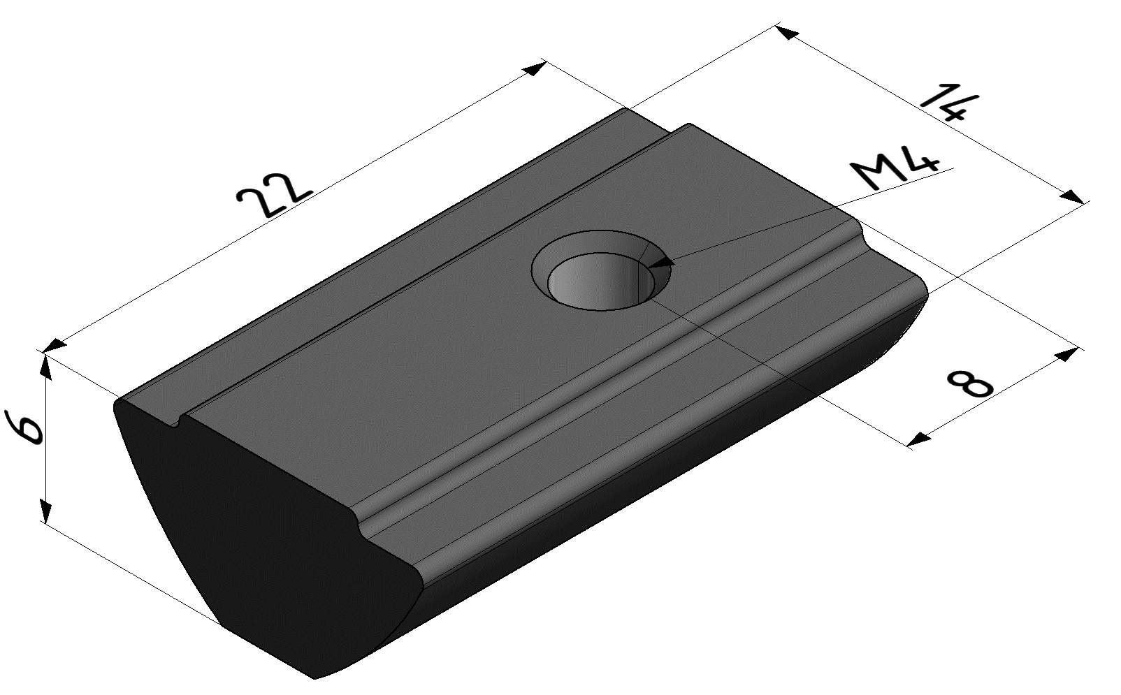 T-Slot Nut V 8 St M4, bright zinc-plated