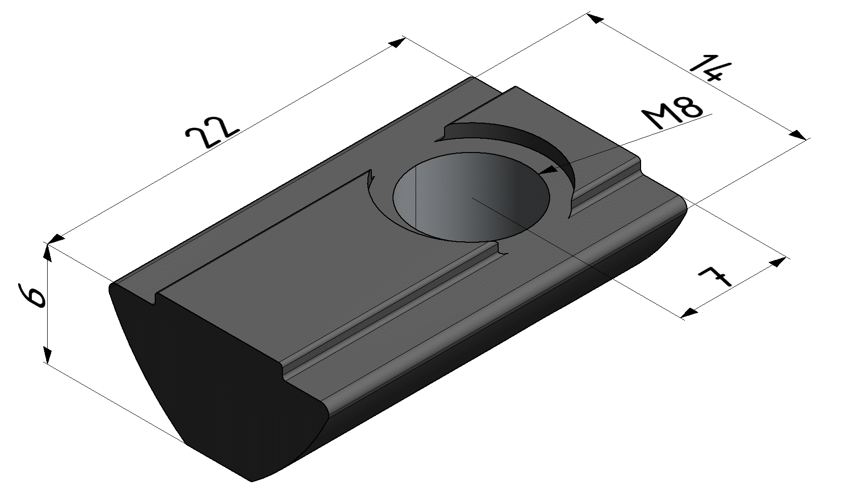 T-Slot Nut V 8 St M8, bright zinc-plated