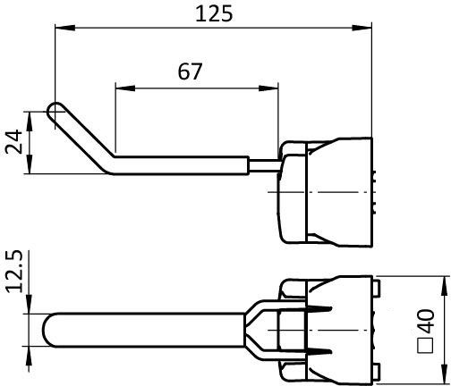 Hook 8 80x10, grey similar to RAL 7042