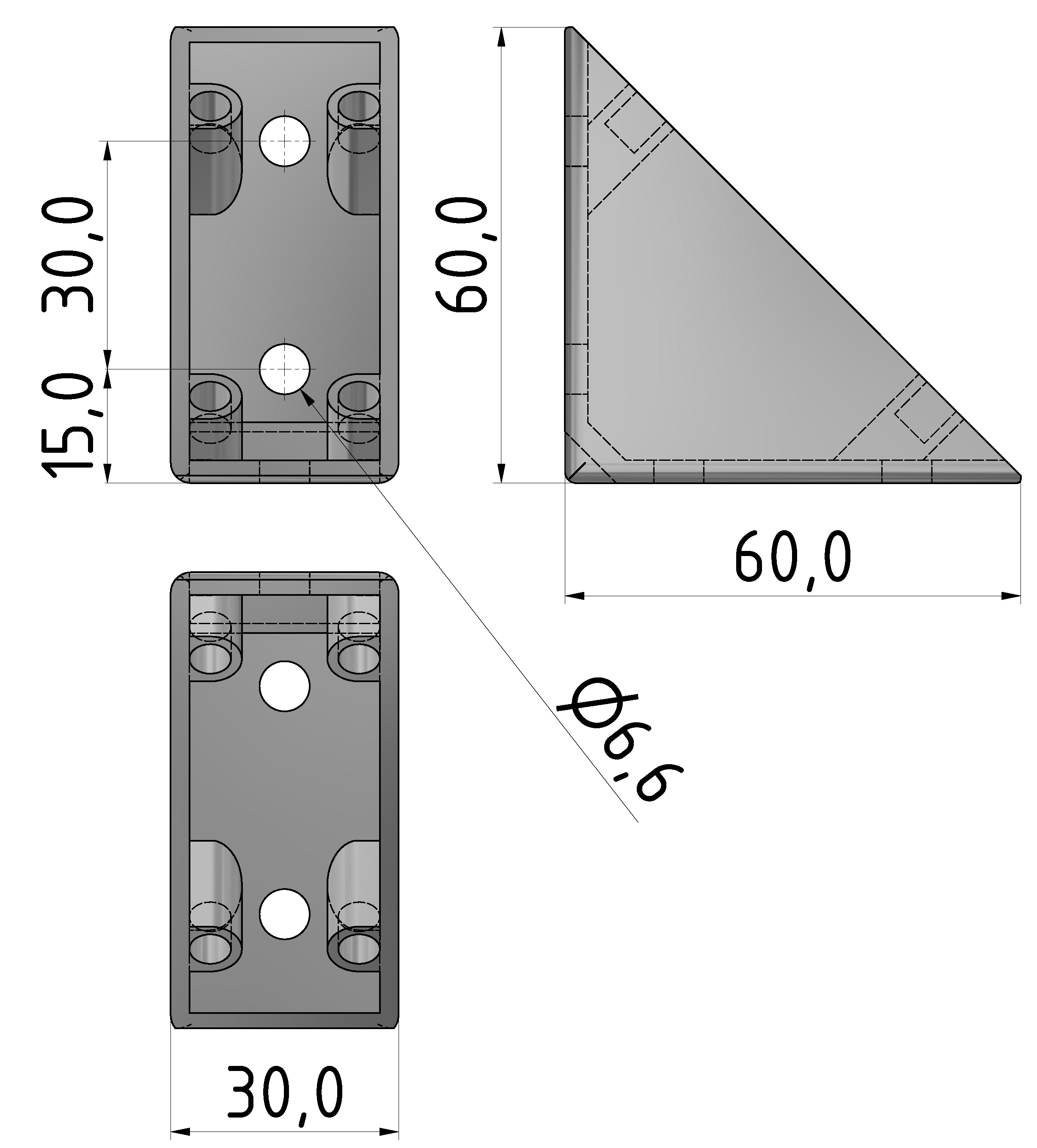 Winkel 6 60x60 Zn, weißaluminium