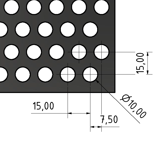 Perforated sheet AL 3 mm Rv 10-15, bright