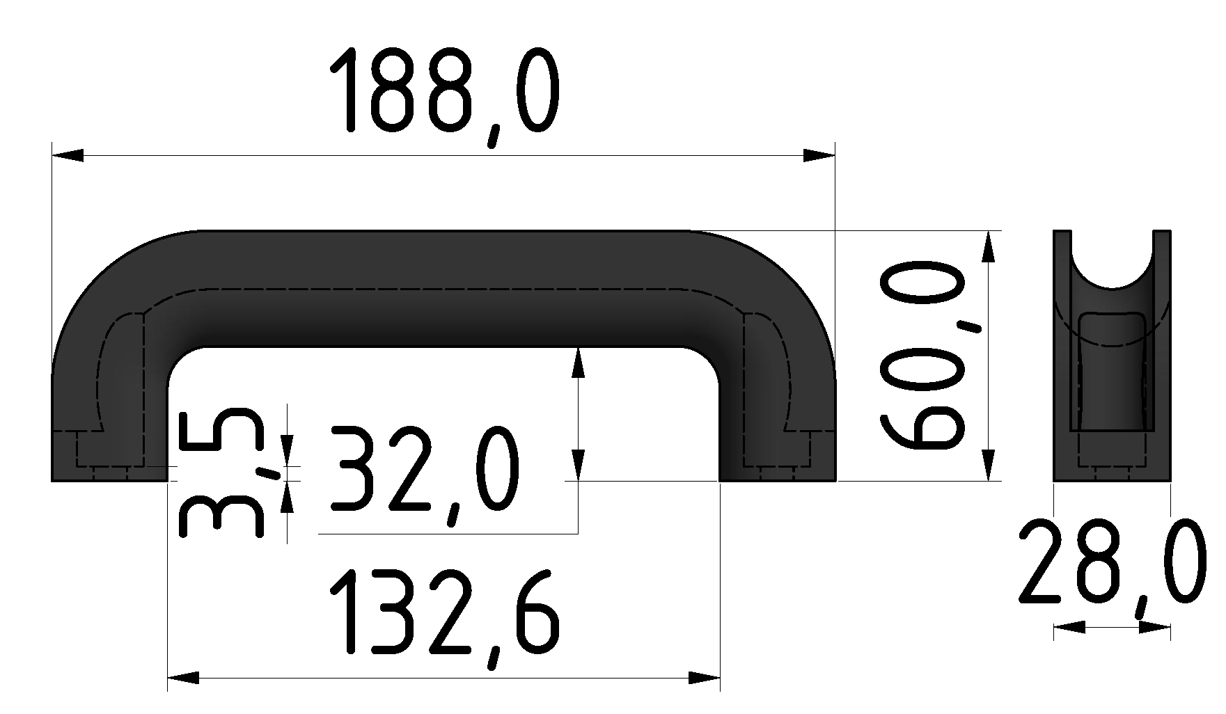 Handgriff PA 160, rot