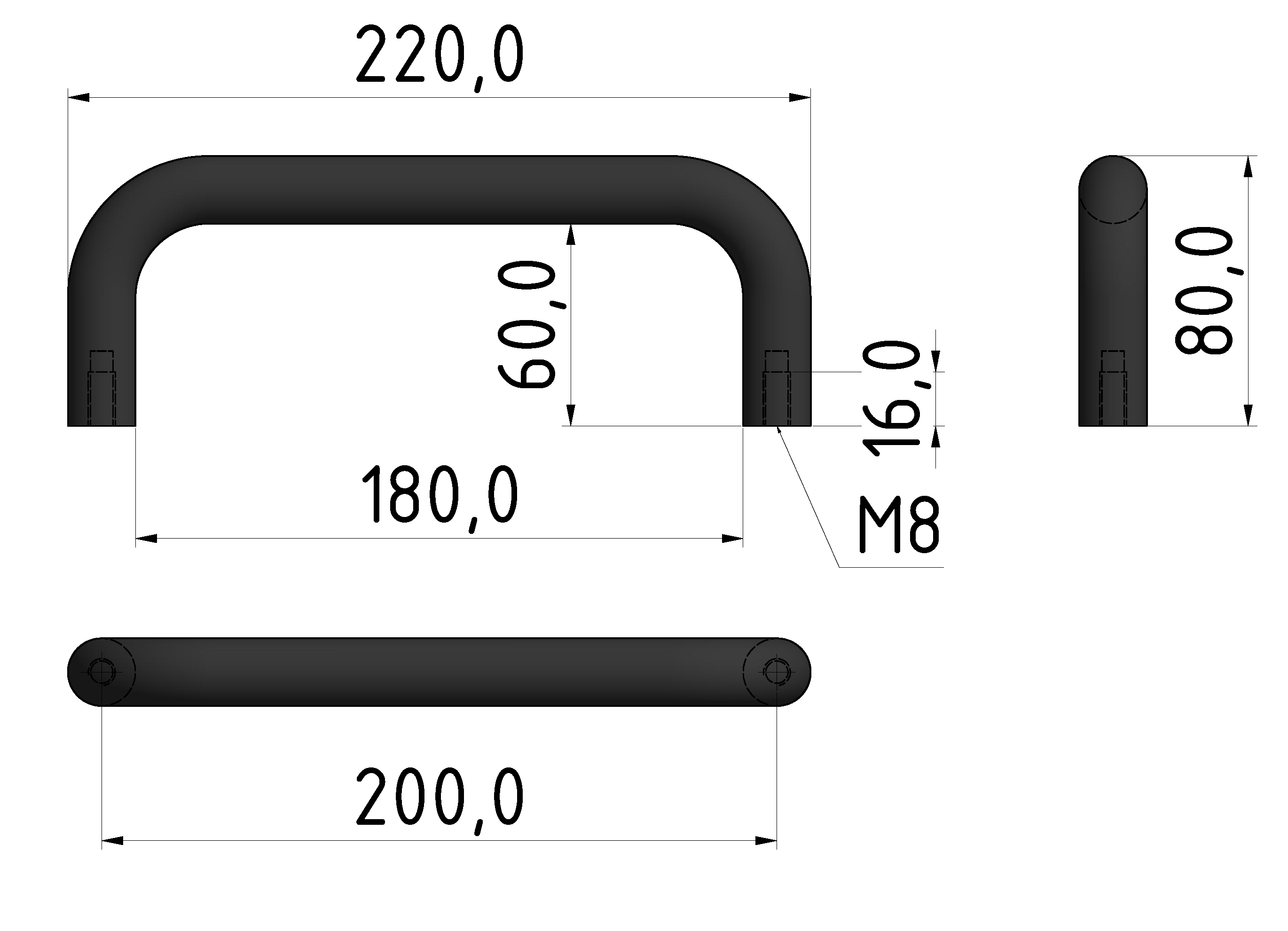 Handgriff AL 200, schwarz